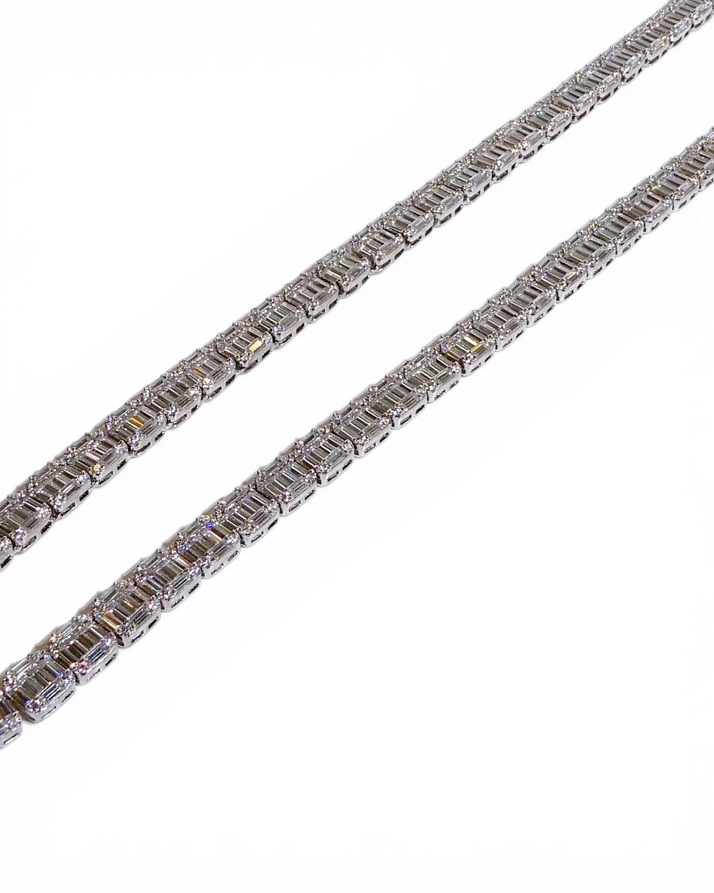 Baguette-Cut Moissanite Tennis Necklace 925 Sterling Silver