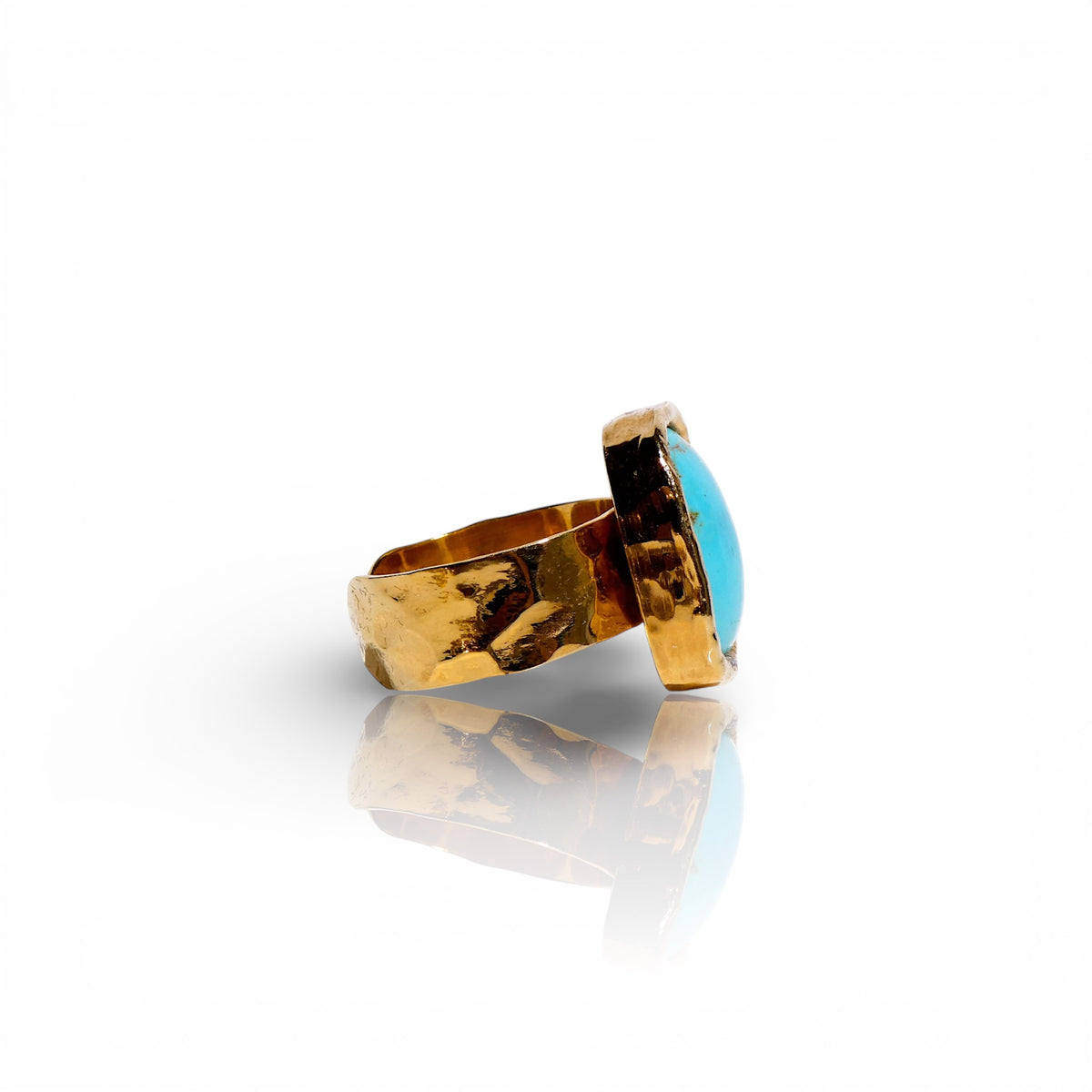 Natural Bright Blue Turquoise Small Rectangular Ring