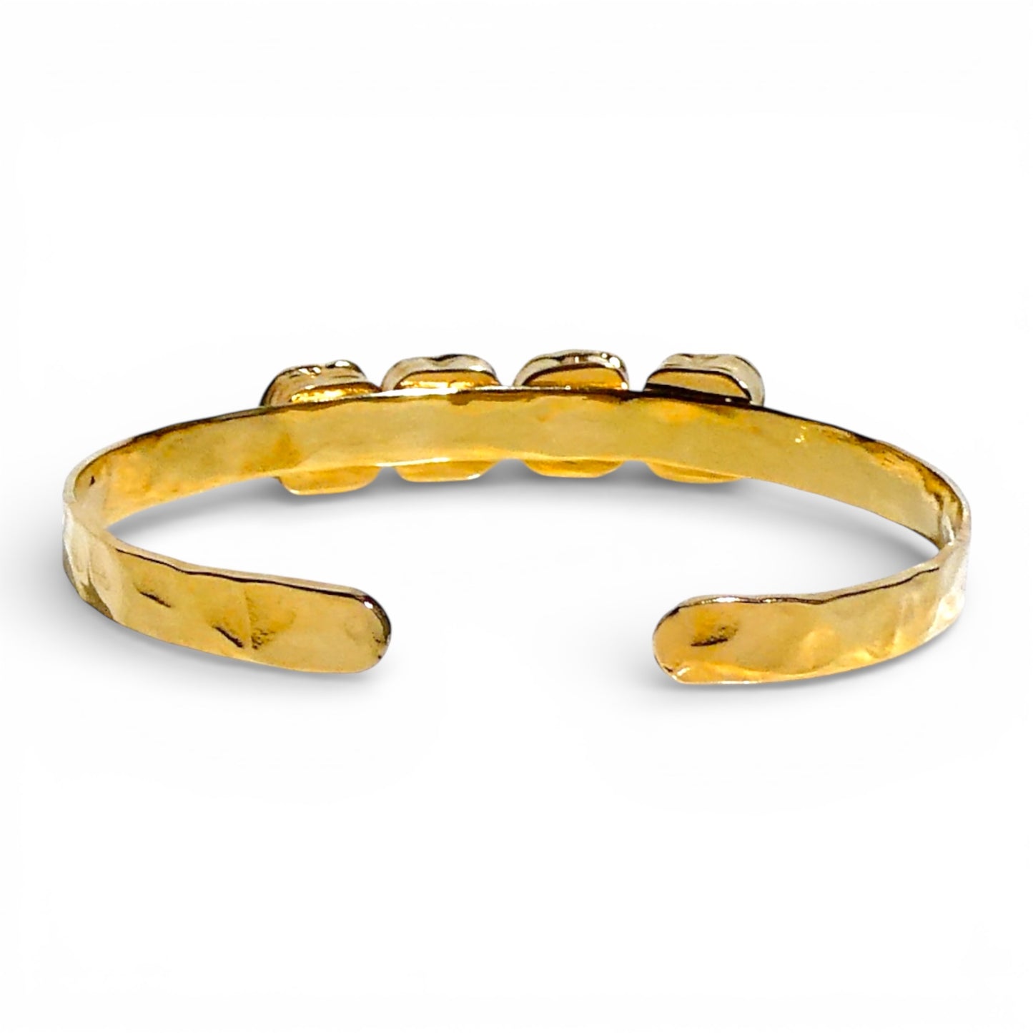 Ombré Amazonite Clover Hammered Gold Cuff Bracelet