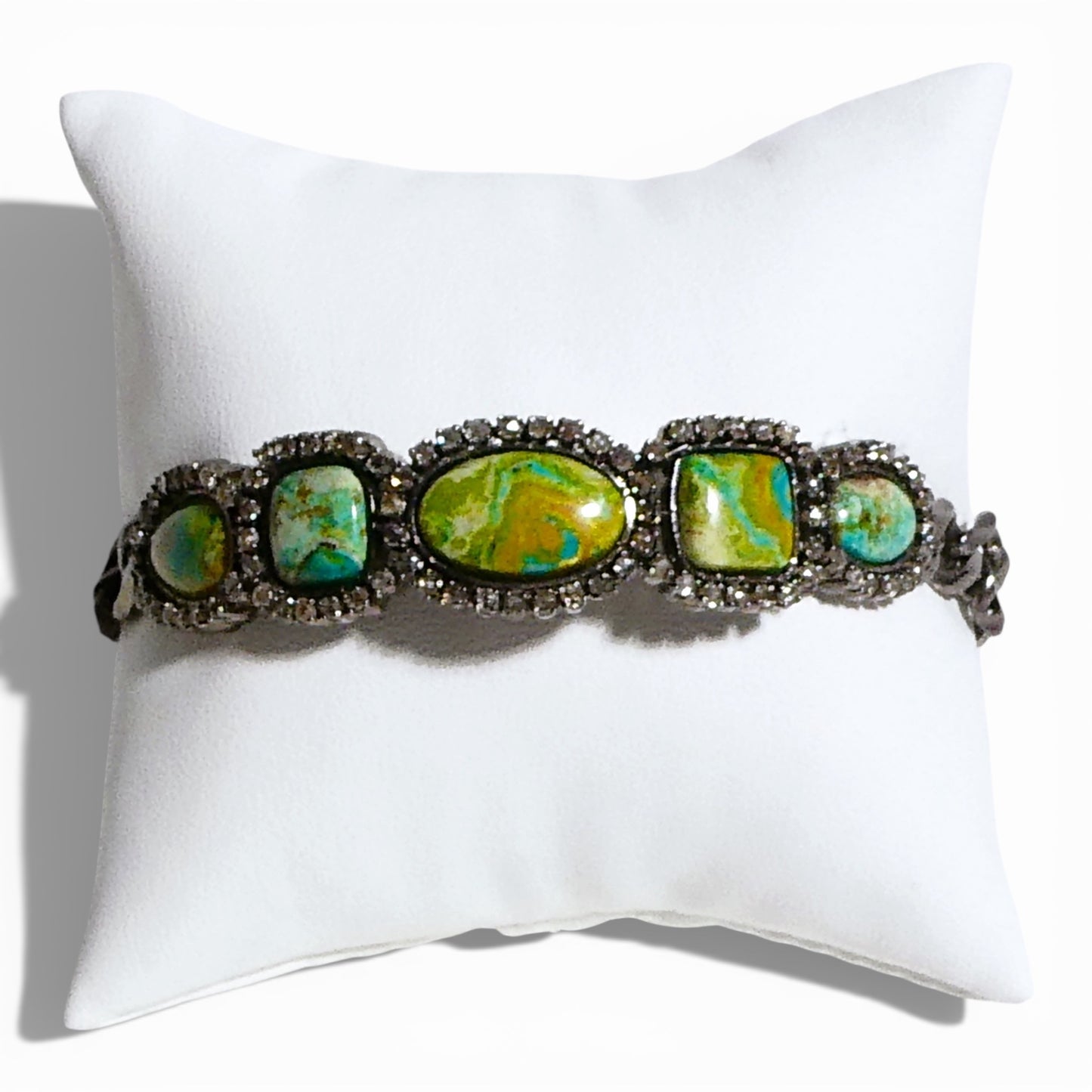 Sonoran Gold Turquoise and Black Diamond Chain Bracelet