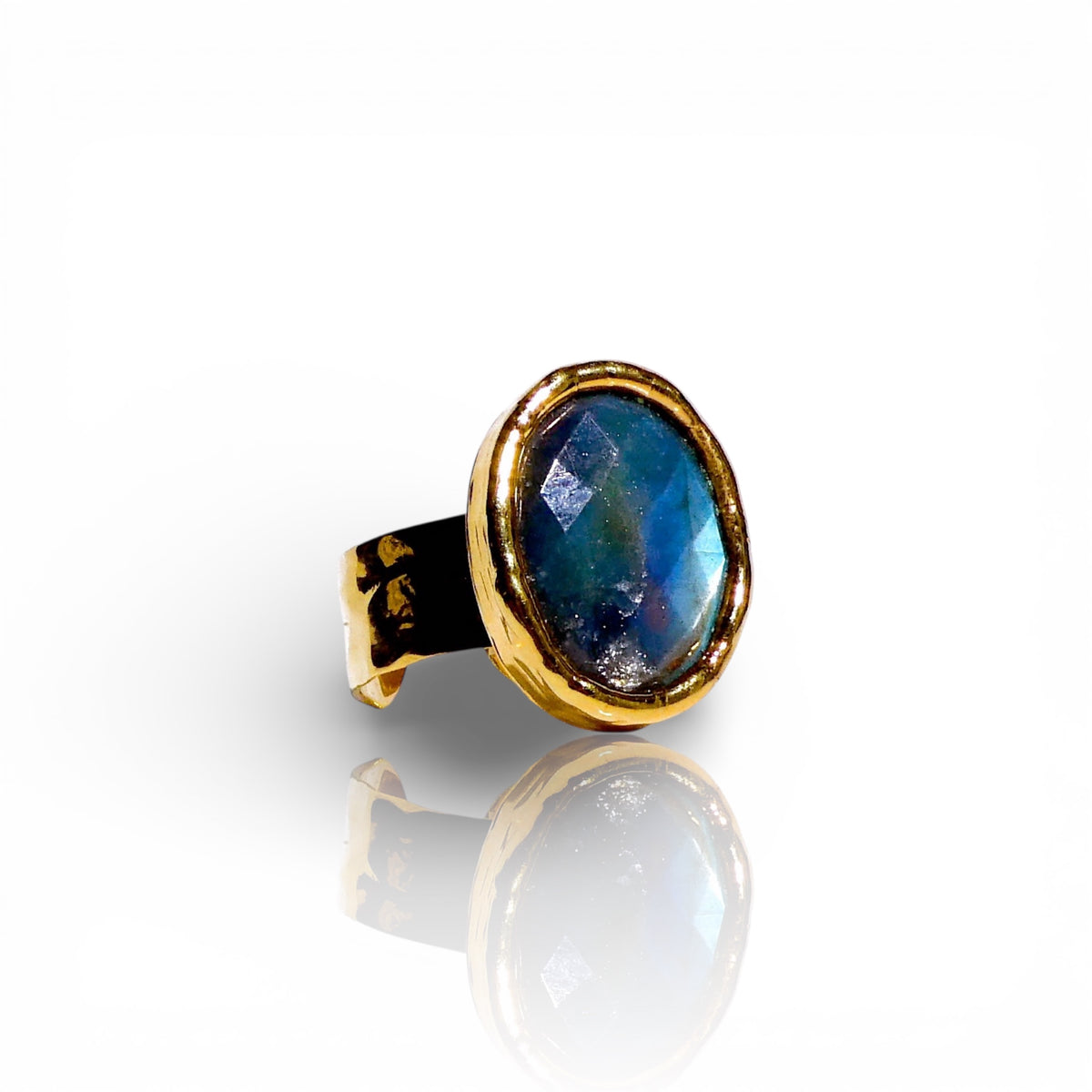 Small Oval Labradorite Ring