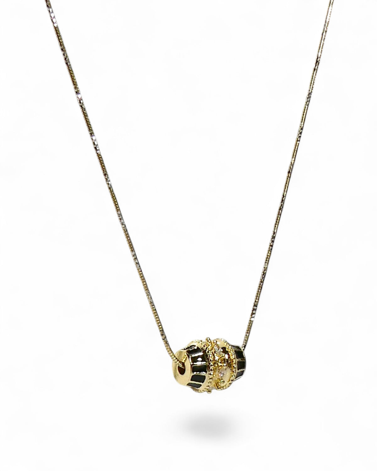 Black Lacquer Barrel Necklace