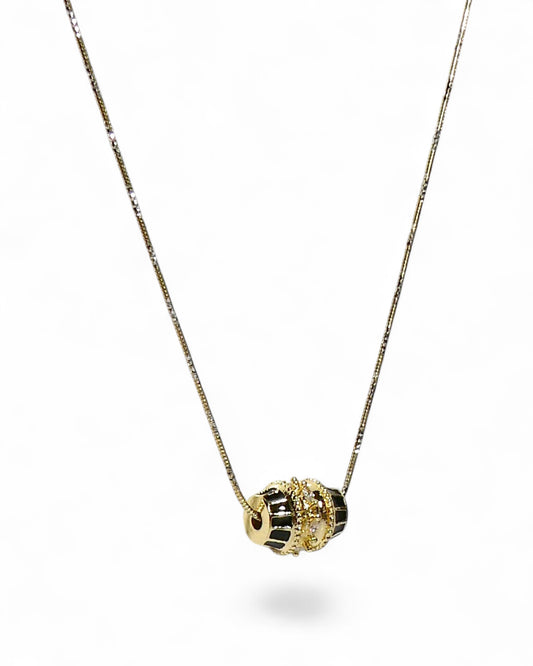 Black Lacquer Barrel Necklace