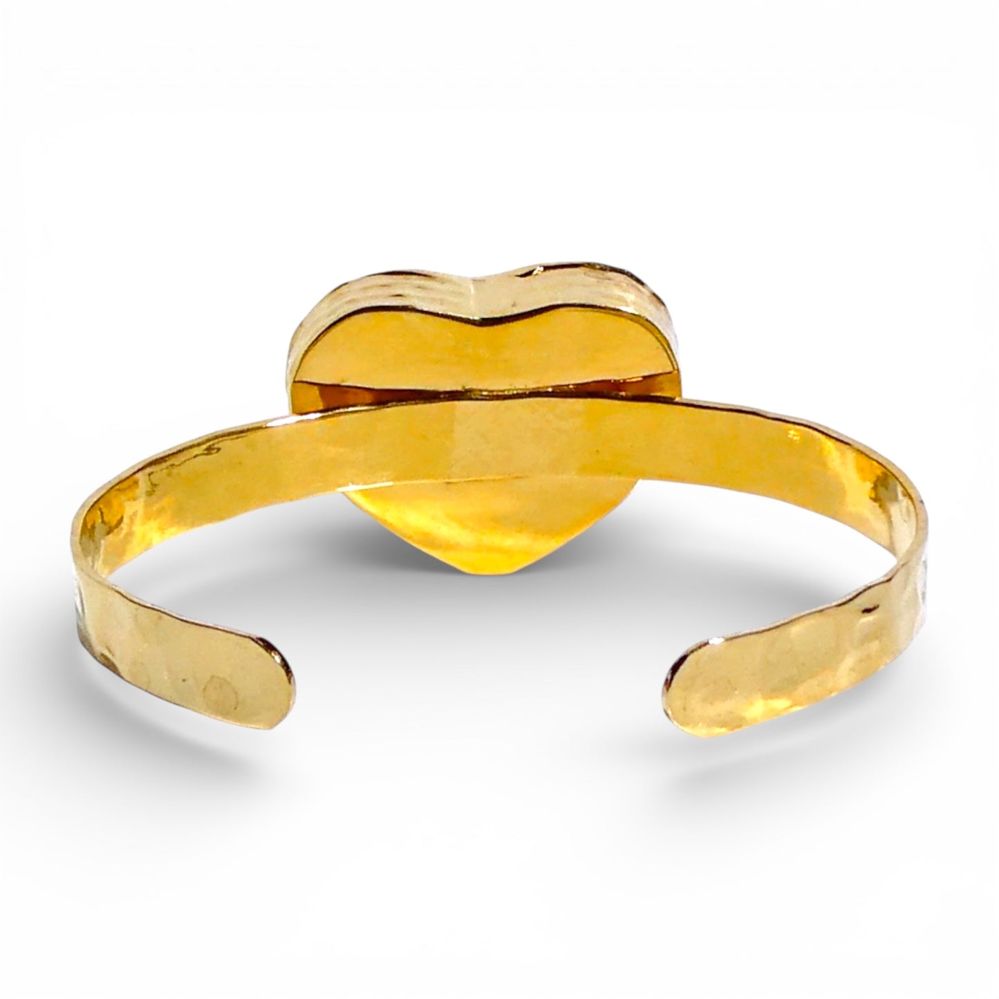 Heart-Shaped Chrysocolla Hammered Gold Cuff Bracelet