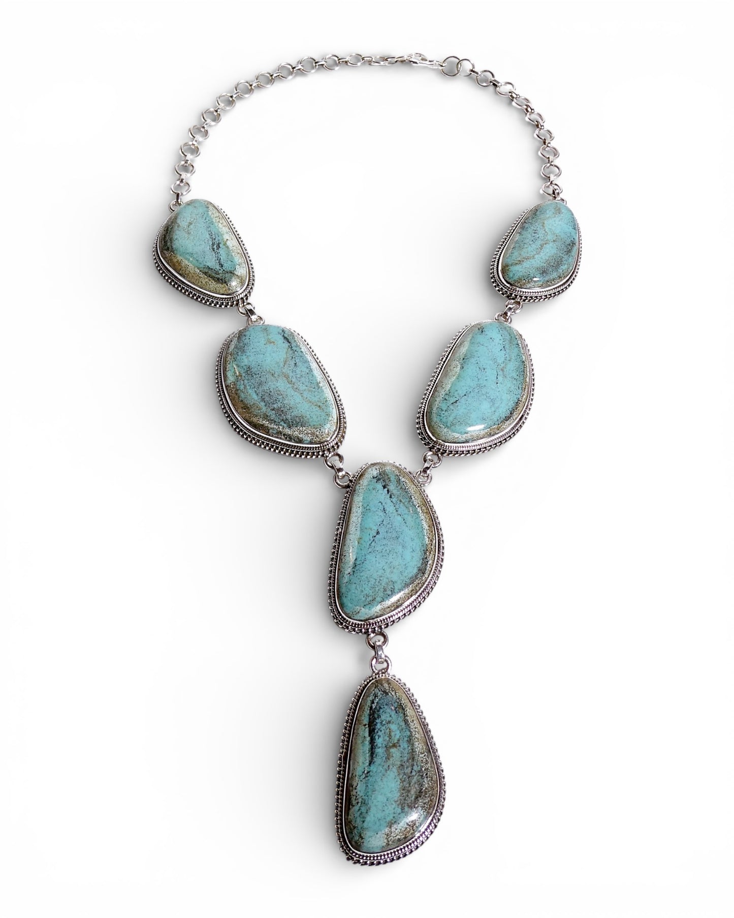 Light Blue Turquoise Y-Drop Necklace in Sterling Silver