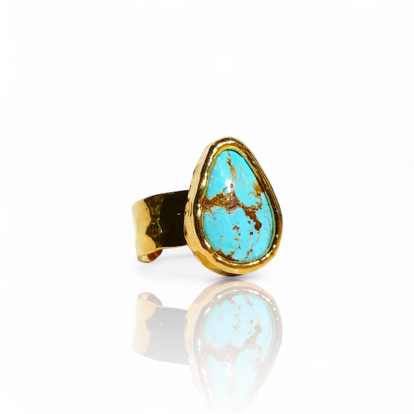 Small Pear Natural Turquoise Ring
