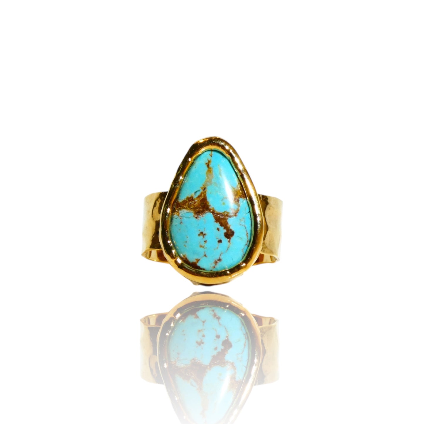 Small Pear Natural Turquoise Ring