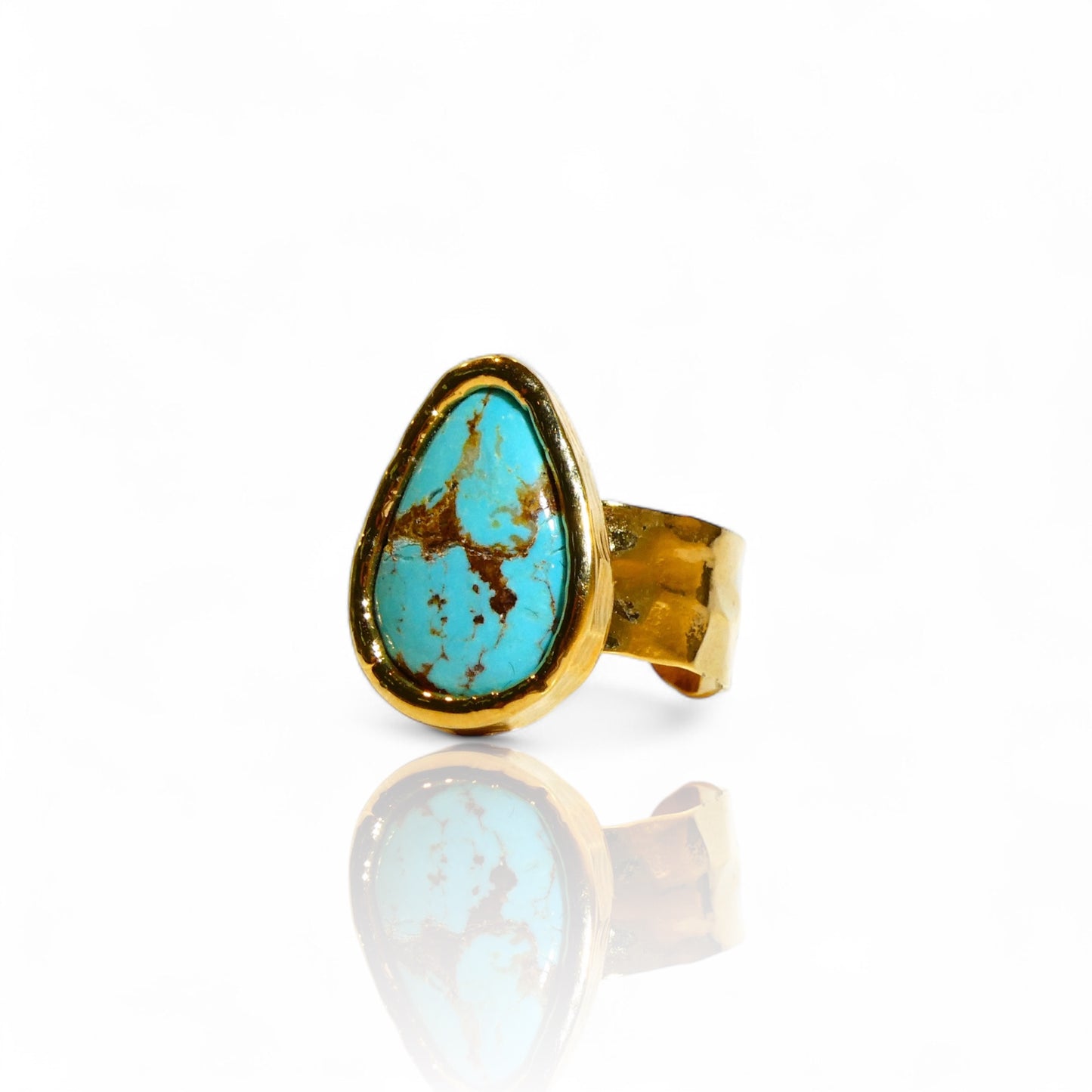 Small Pear Natural Turquoise Ring