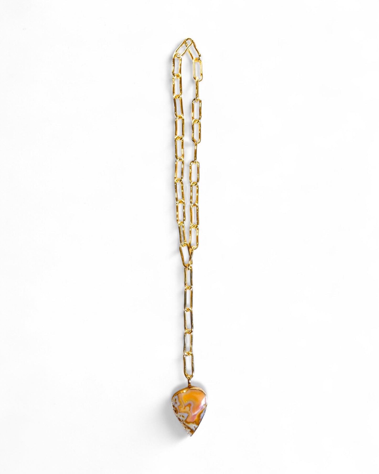 Agate Teardrop on Paperclip Chain