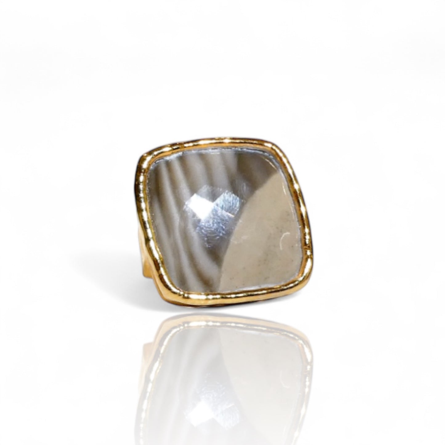 Square Botswana Agate Ring