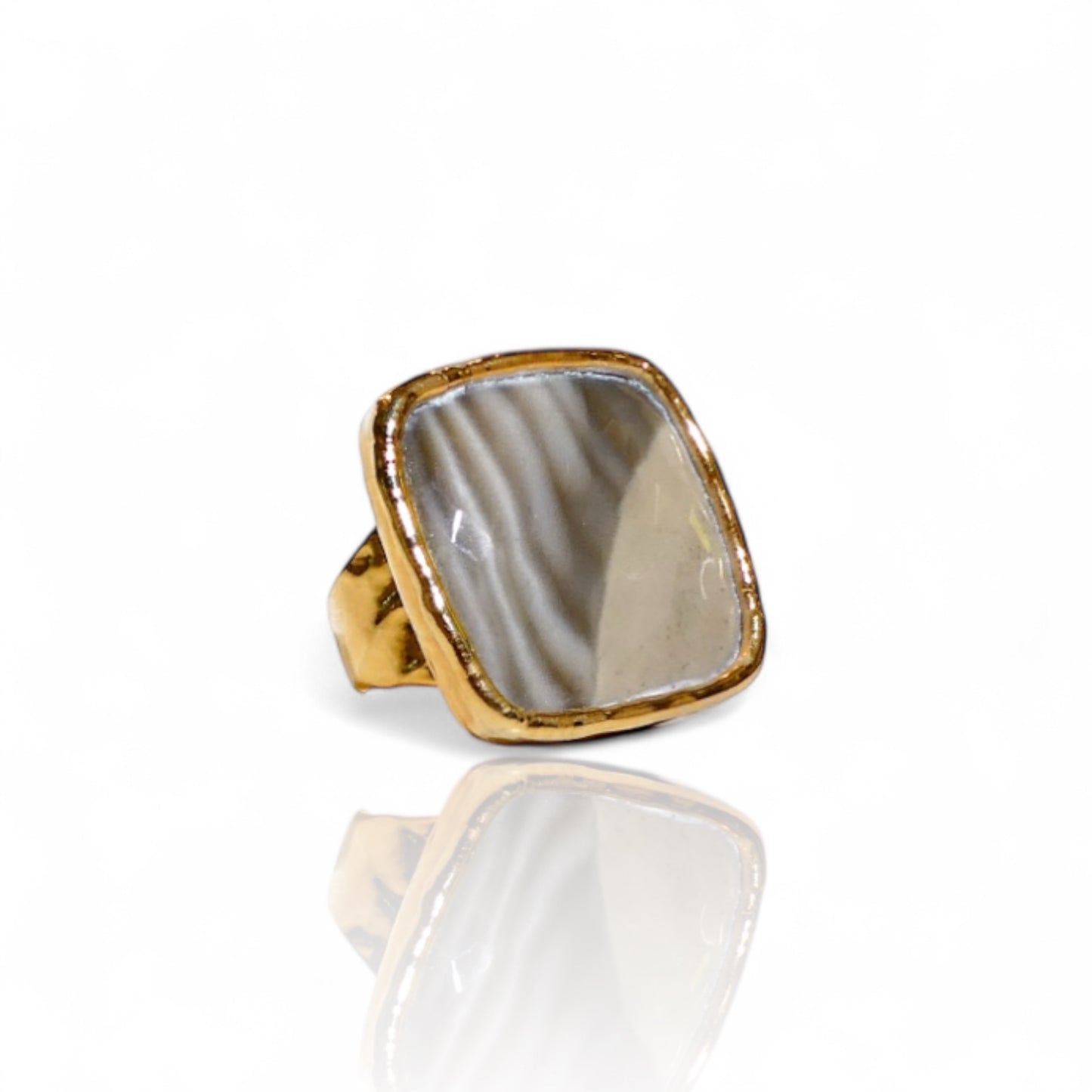 Square Botswana Agate Ring