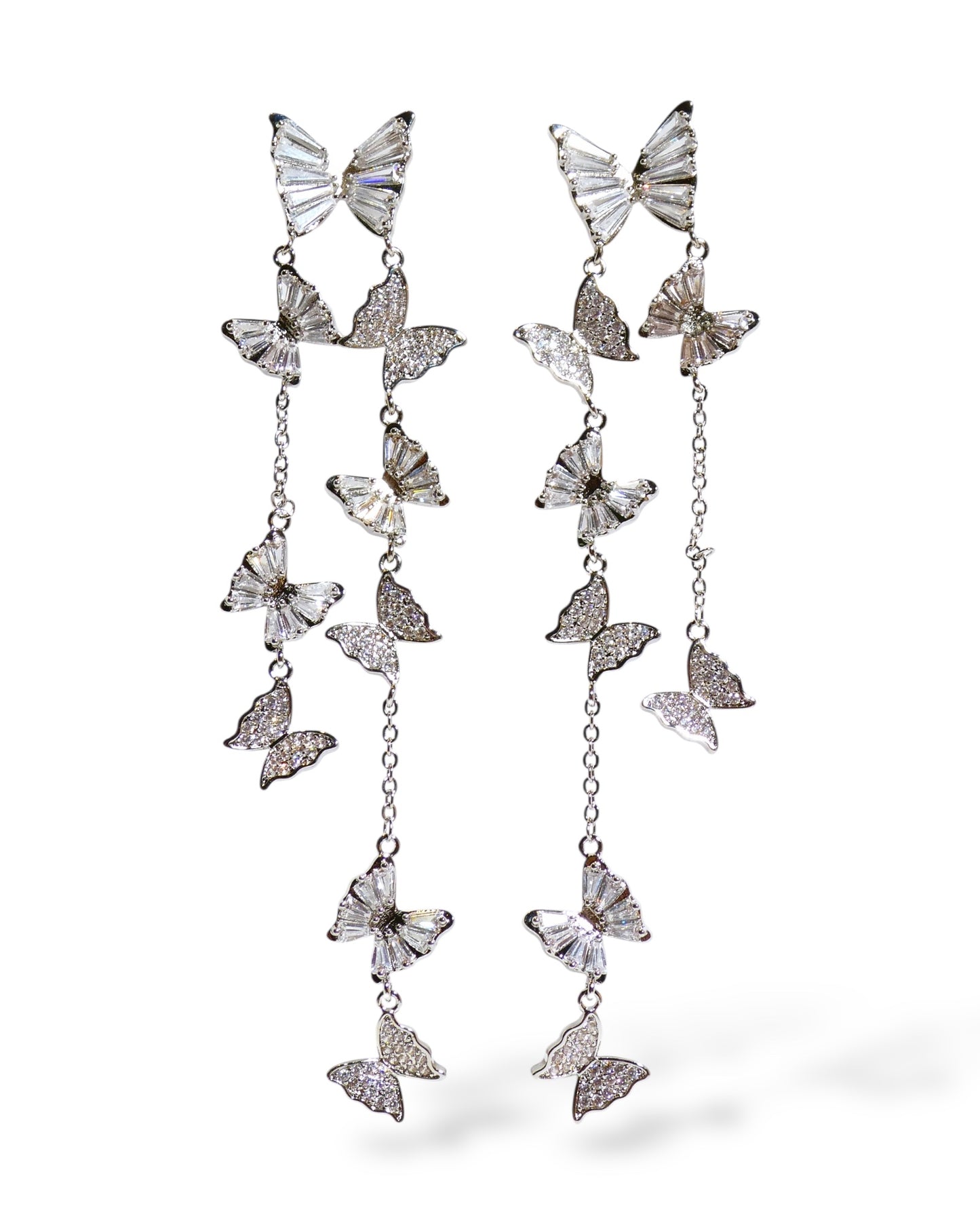 Crystal Butterfly Drop Earrings