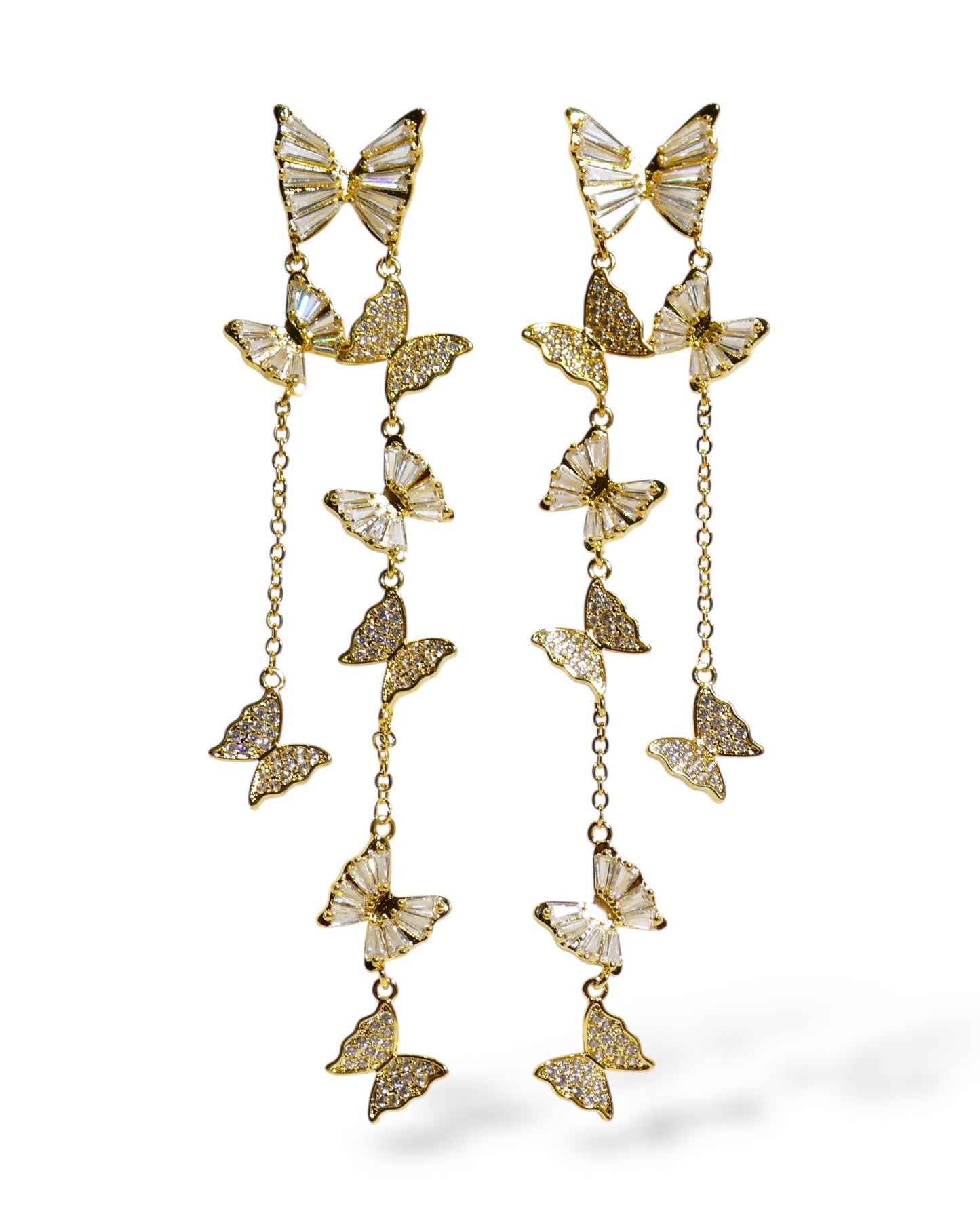 Crystal Butterfly Drop Earrings