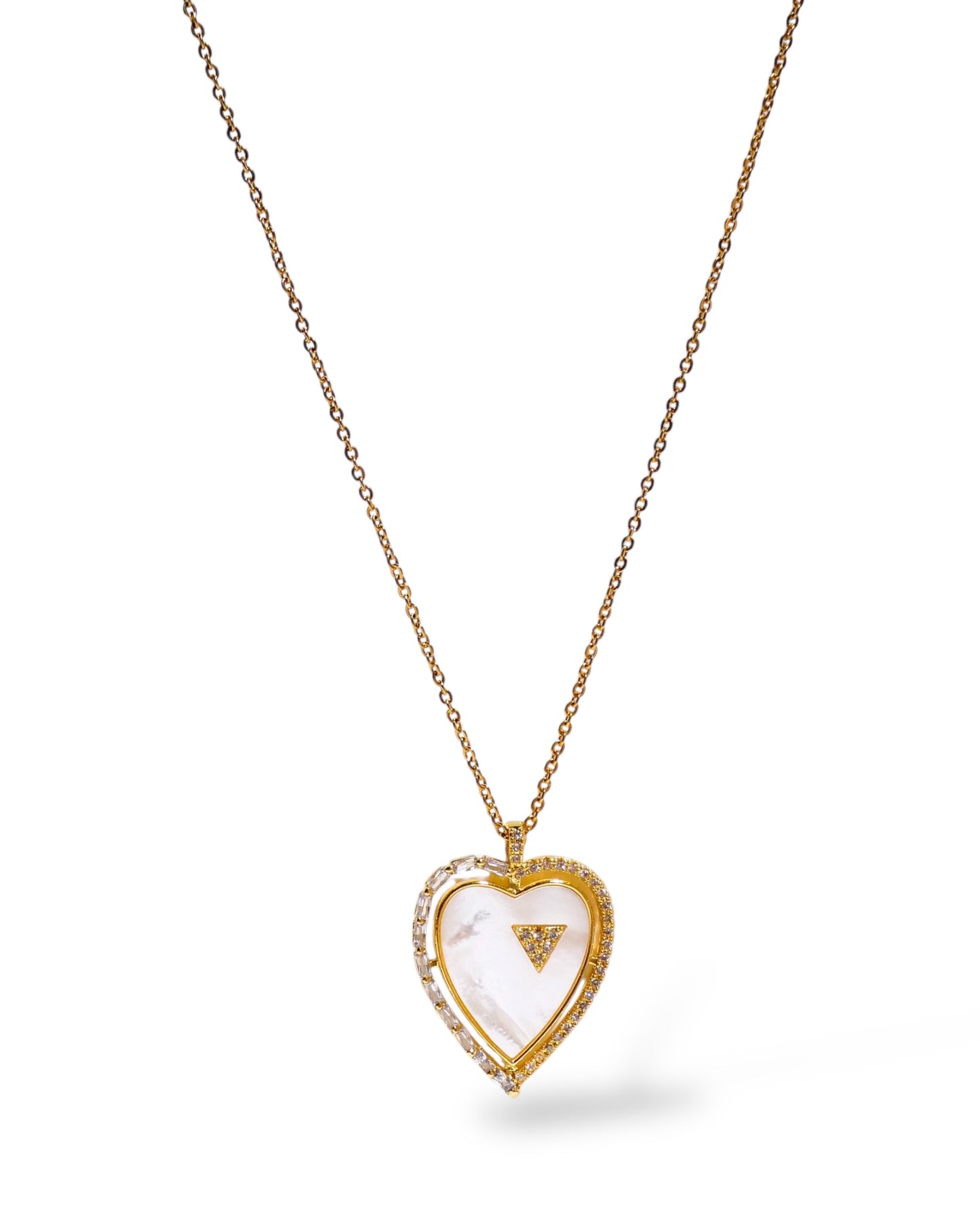 Mother of Pearl & Pavé Heart Pendant Necklace