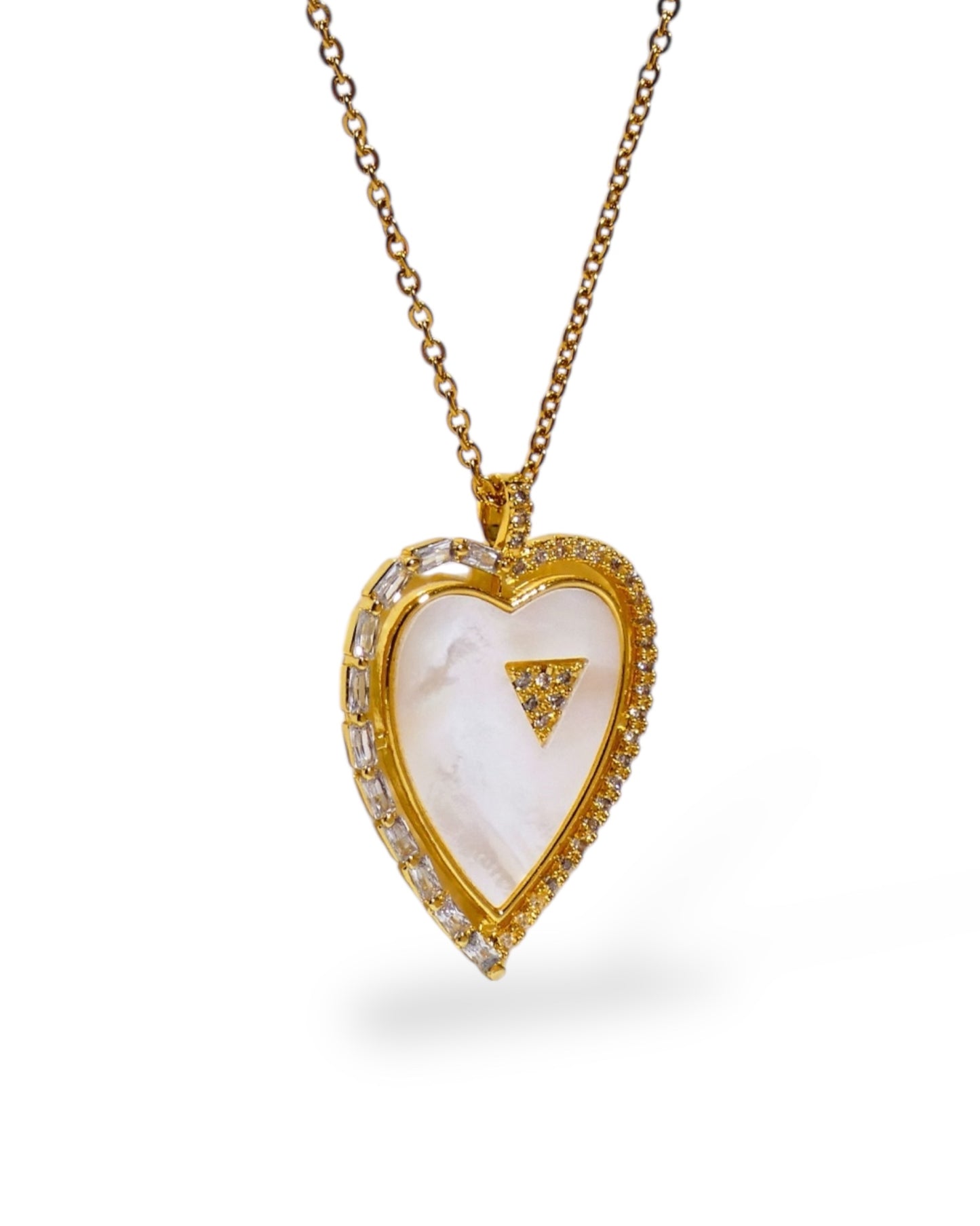 Mother of Pearl & Pavé Heart Pendant Necklace