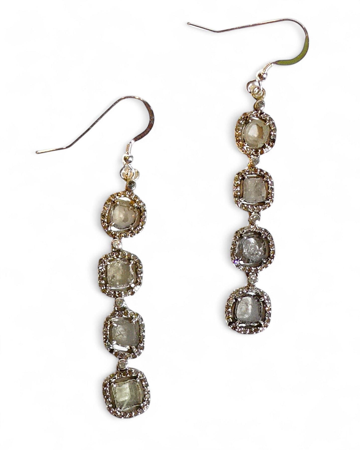 Sliced Diamond Drop Earrings