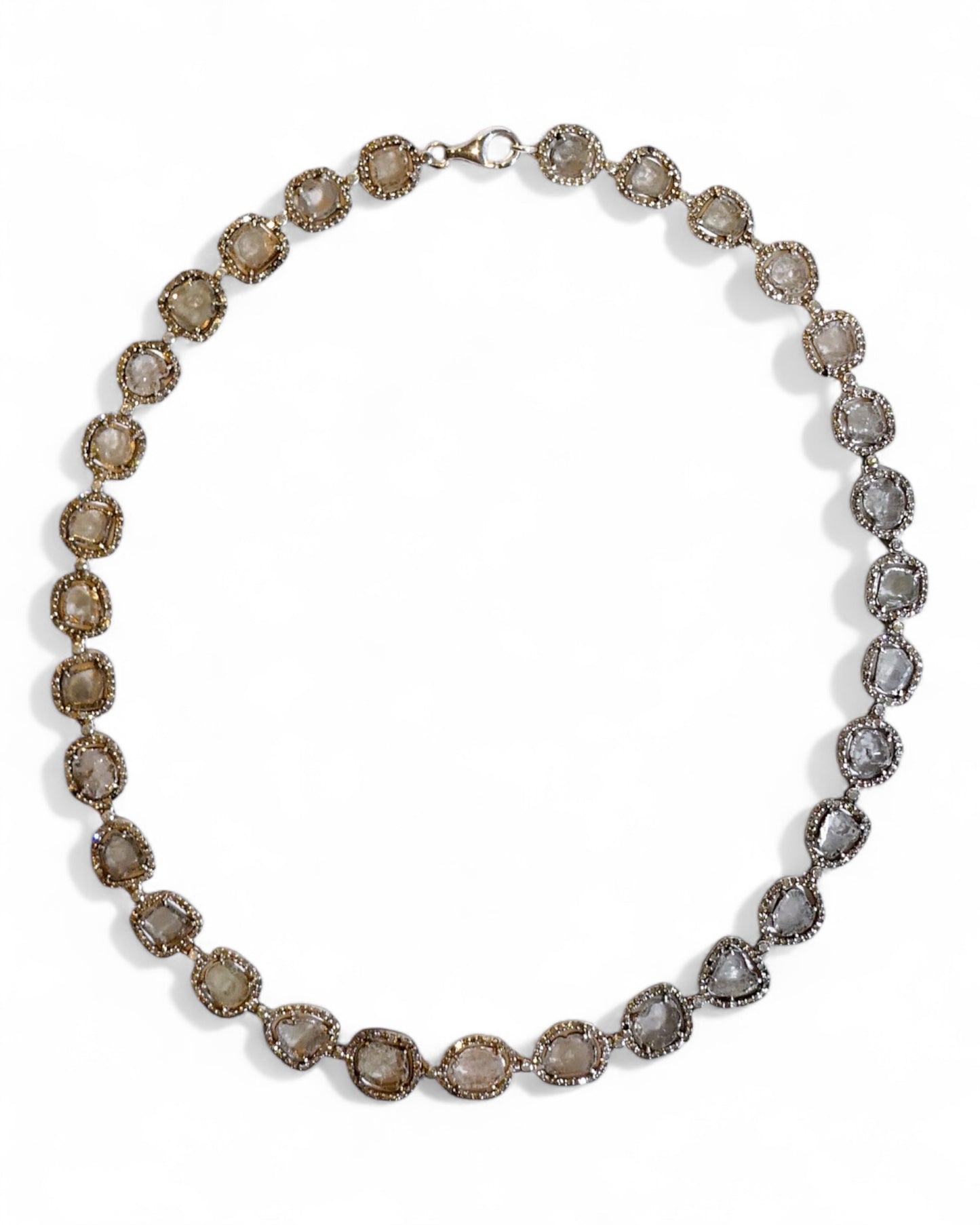 Sliced Diamond Pavé Halo Necklace
