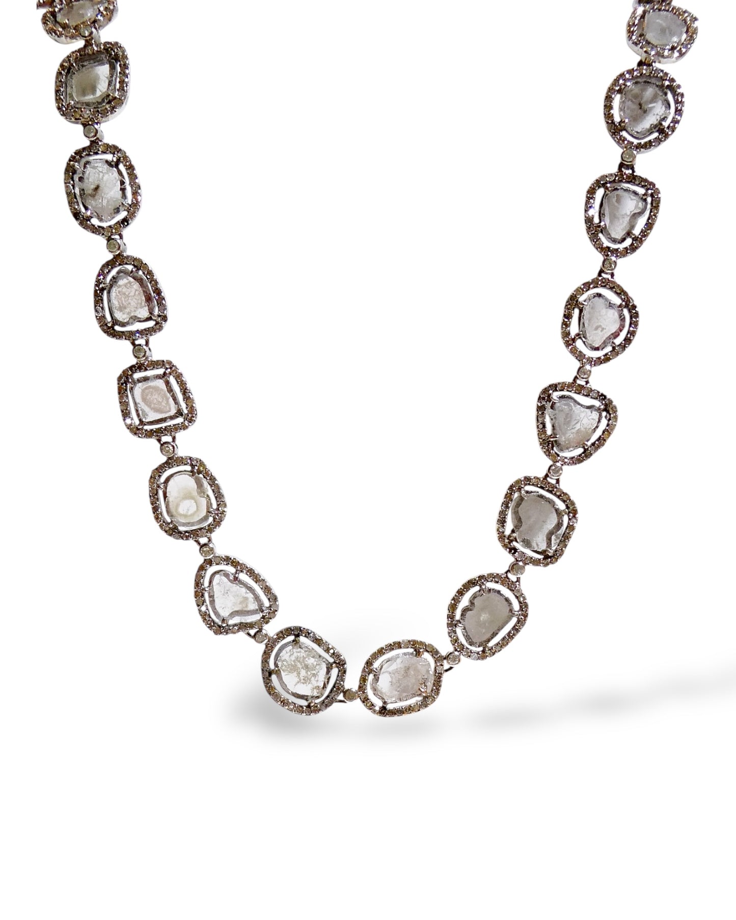 Sliced Diamond Pavé Halo Necklace