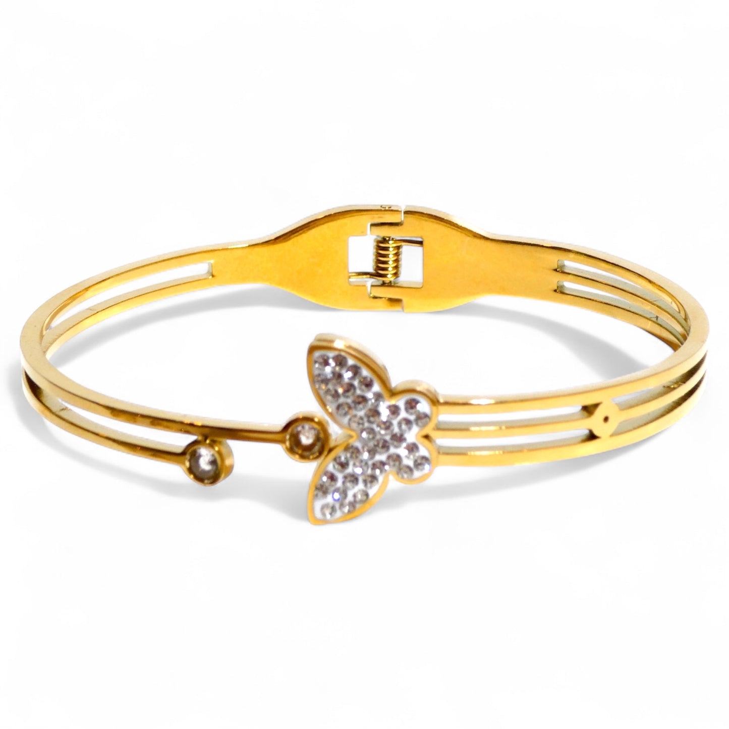 Gold & Crystal Hinged Stacking Bracelets