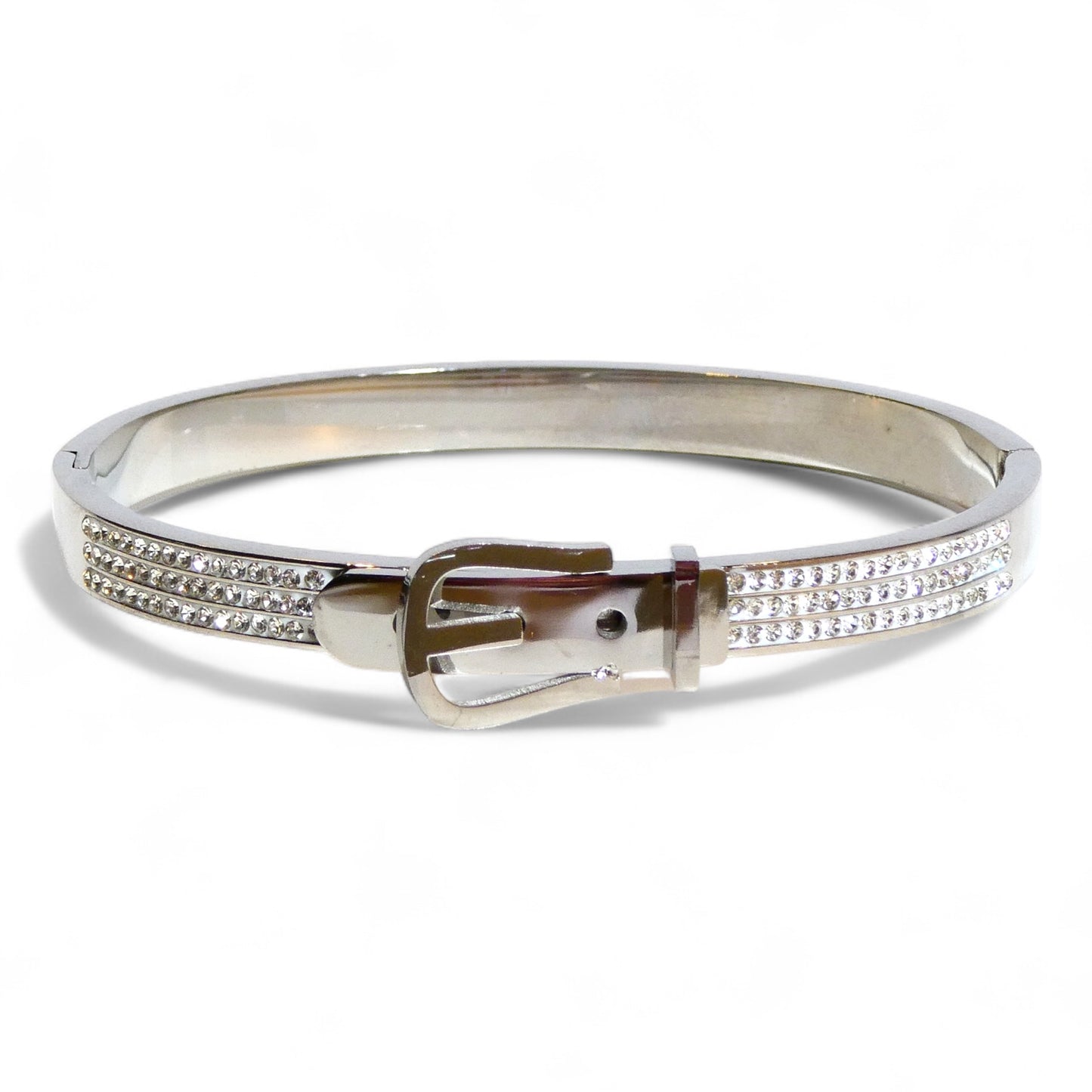 Silver & Crystal Hinged Stacking Bracelets