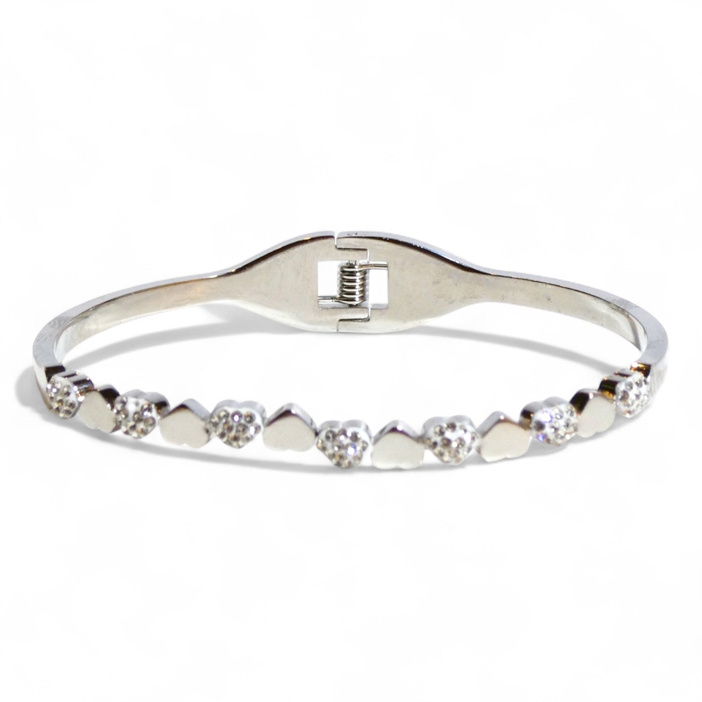 Silver & Crystal Hinged Stacking Bracelets