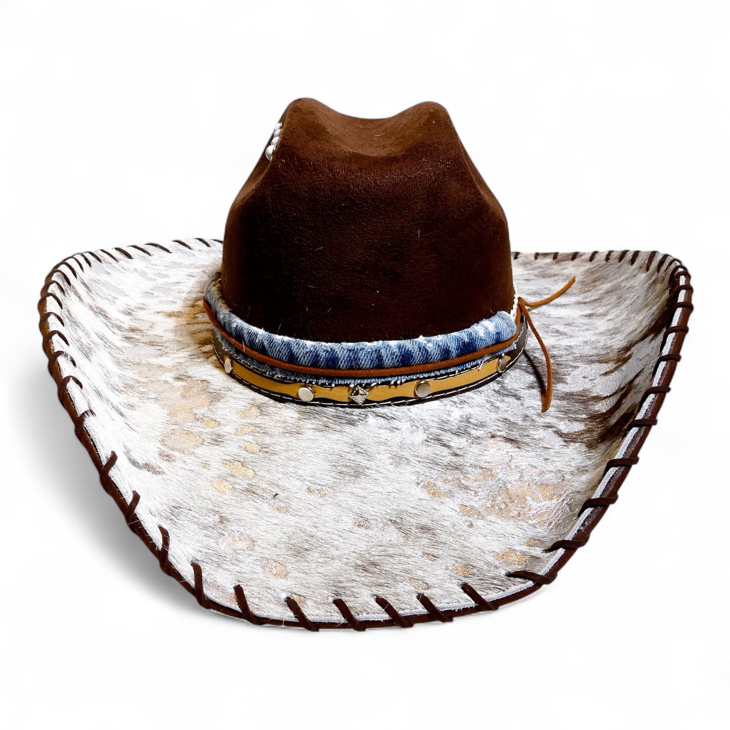 Cowhide Cowboy Hat in Chocolate