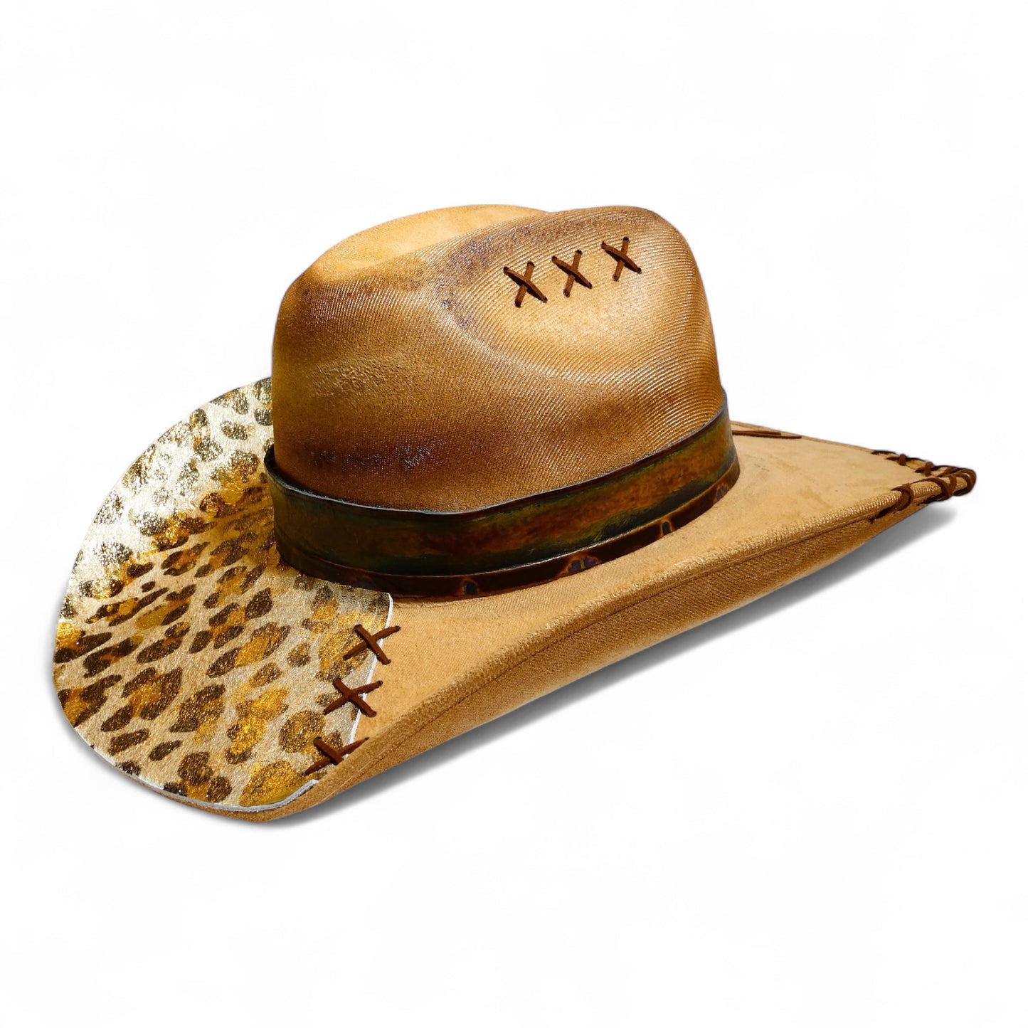 Leopard Print Cowboy Hat in Tan