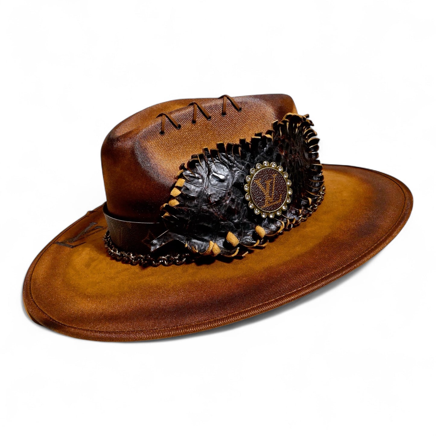 LV Decorative Band Fedora in Cognac