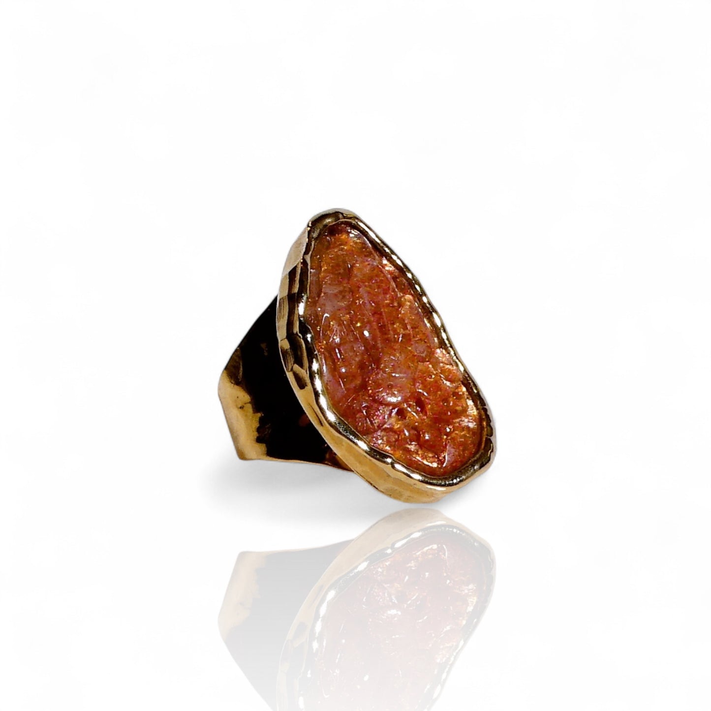 Etched Natural Carnelian Ring