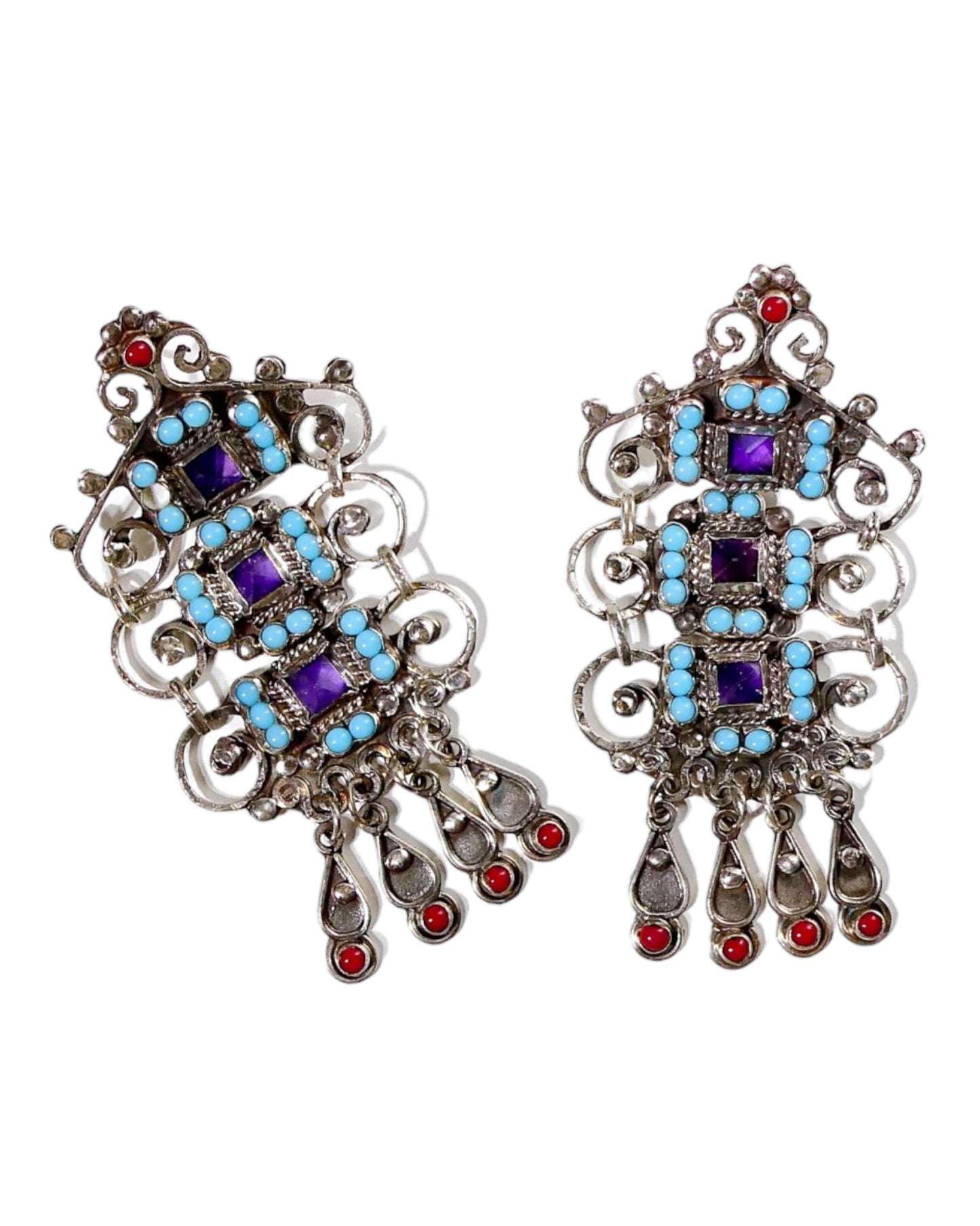 Sterling Silver Southwestern Style Chandelier Earrings