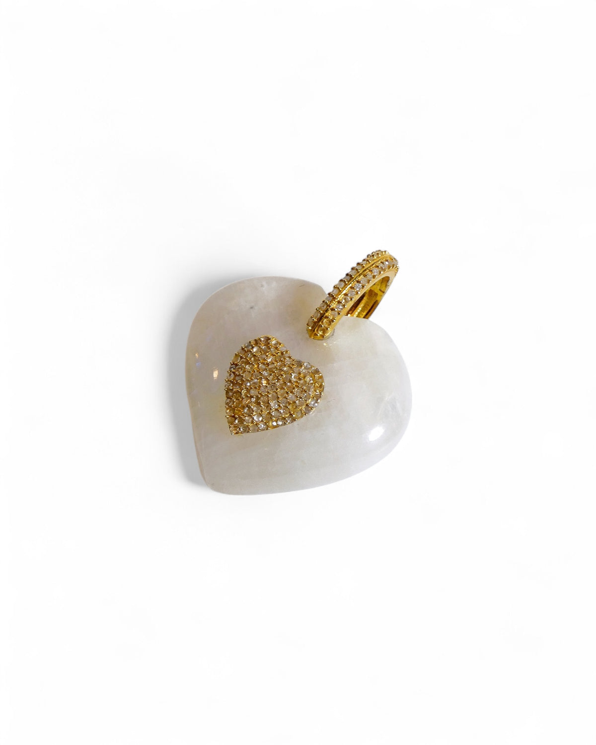 Gemstone Heart Pendant with Pavé Black Diamond Center