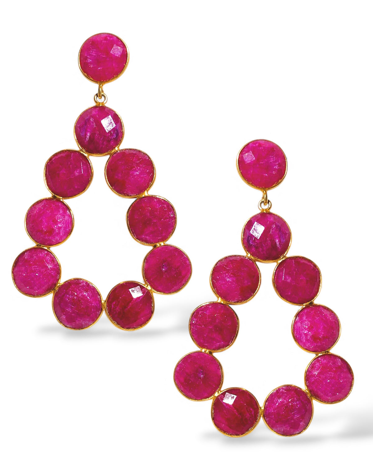 Coin Gemstone Teardrop Earrings