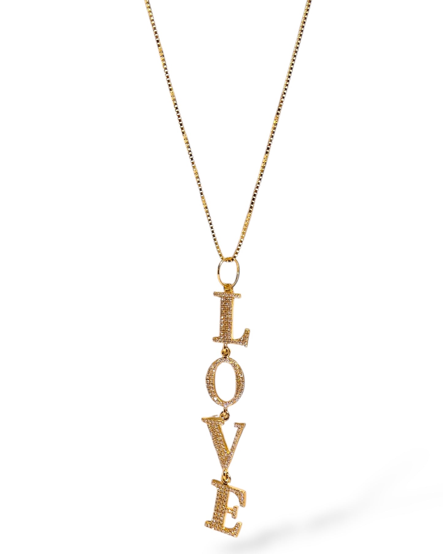 Diamond Love Drop Necklace in 14k Gold