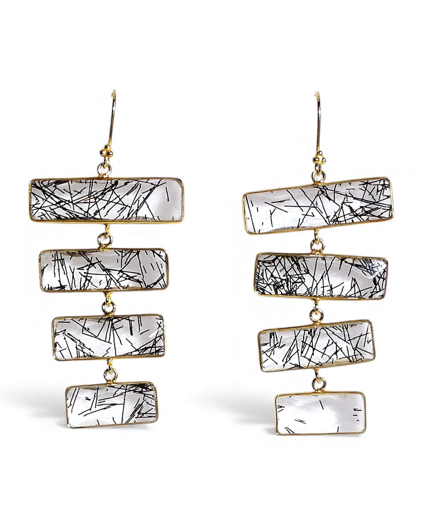 Gemstone Pyramid Drop Earrings