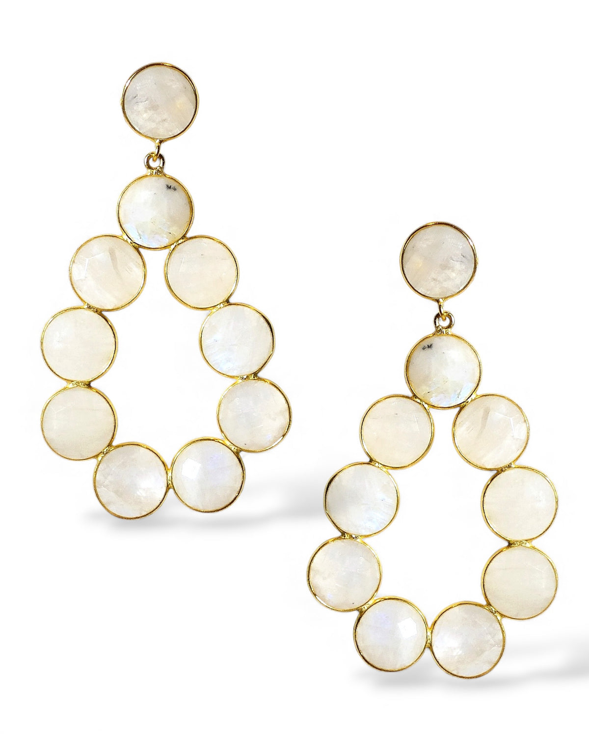 Coin Gemstone Teardrop Earrings