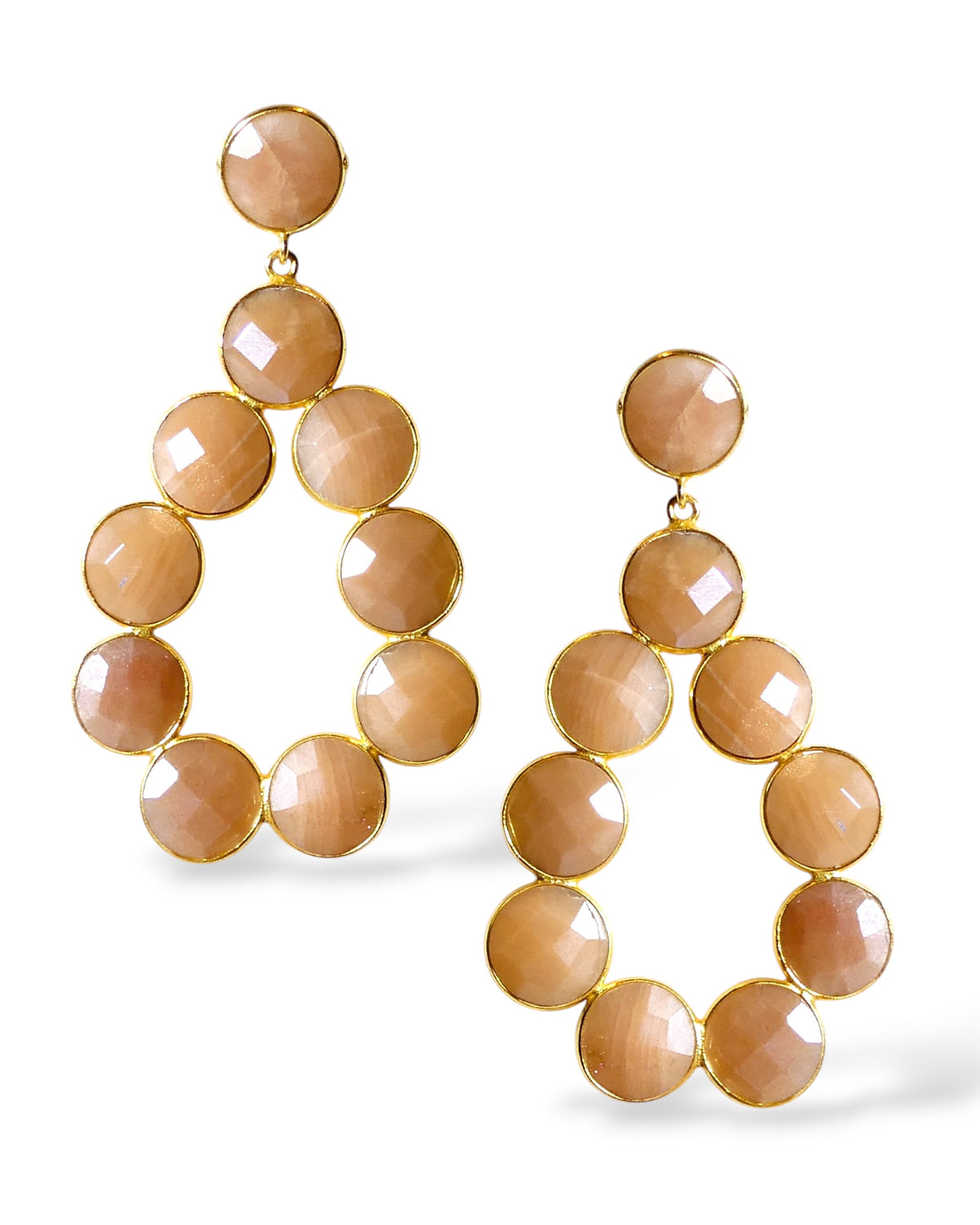 Coin Gemstone Teardrop Earrings
