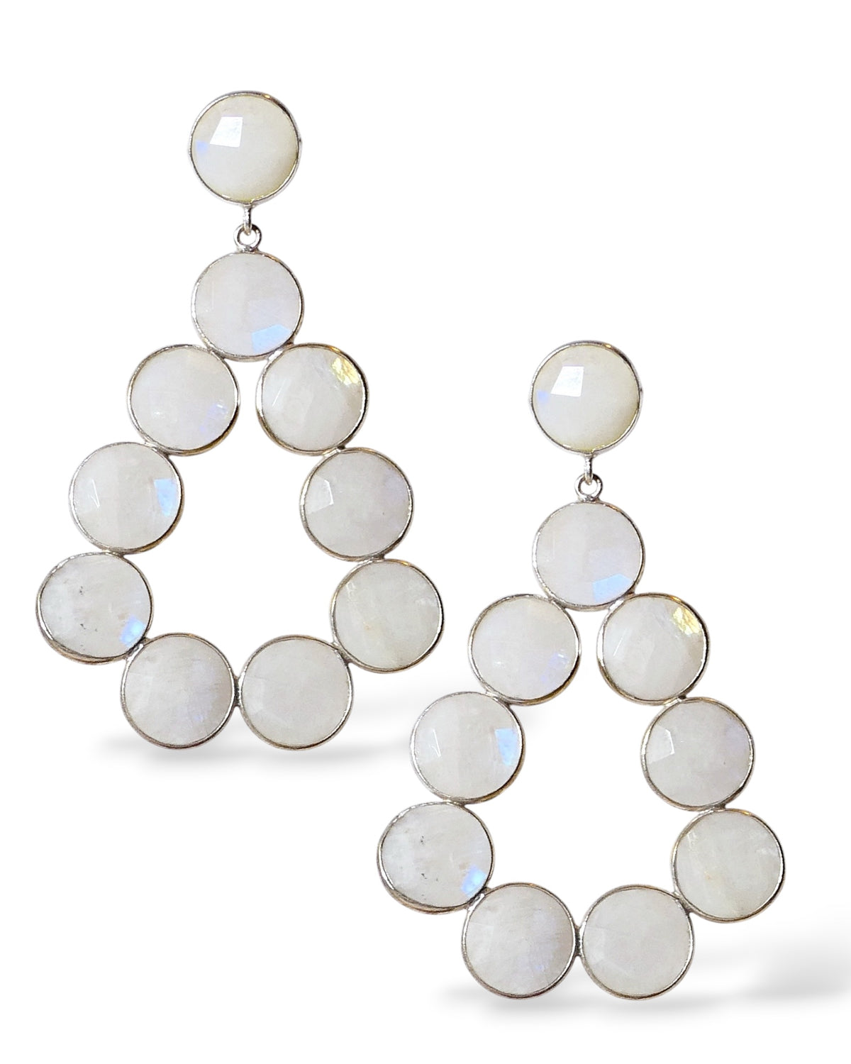 Coin Gemstone Teardrop Earrings
