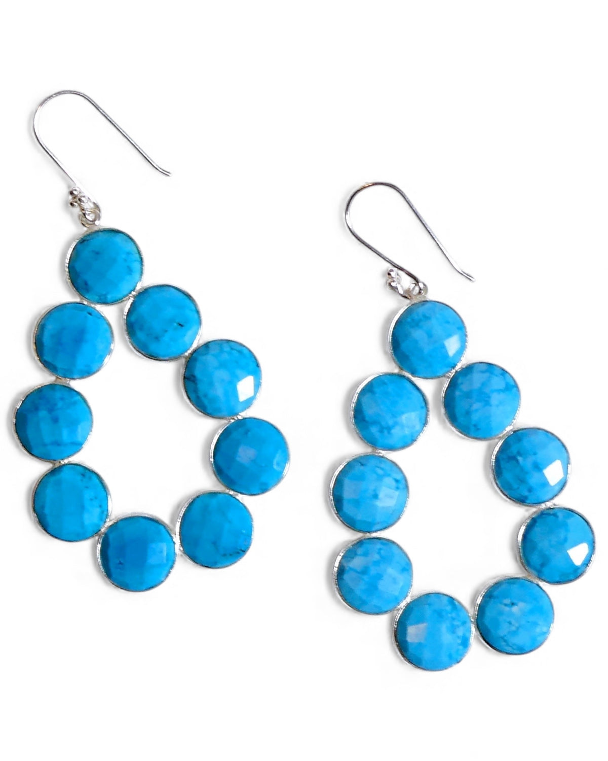 Coin Gemstone Teardrop Earrings on Hooks