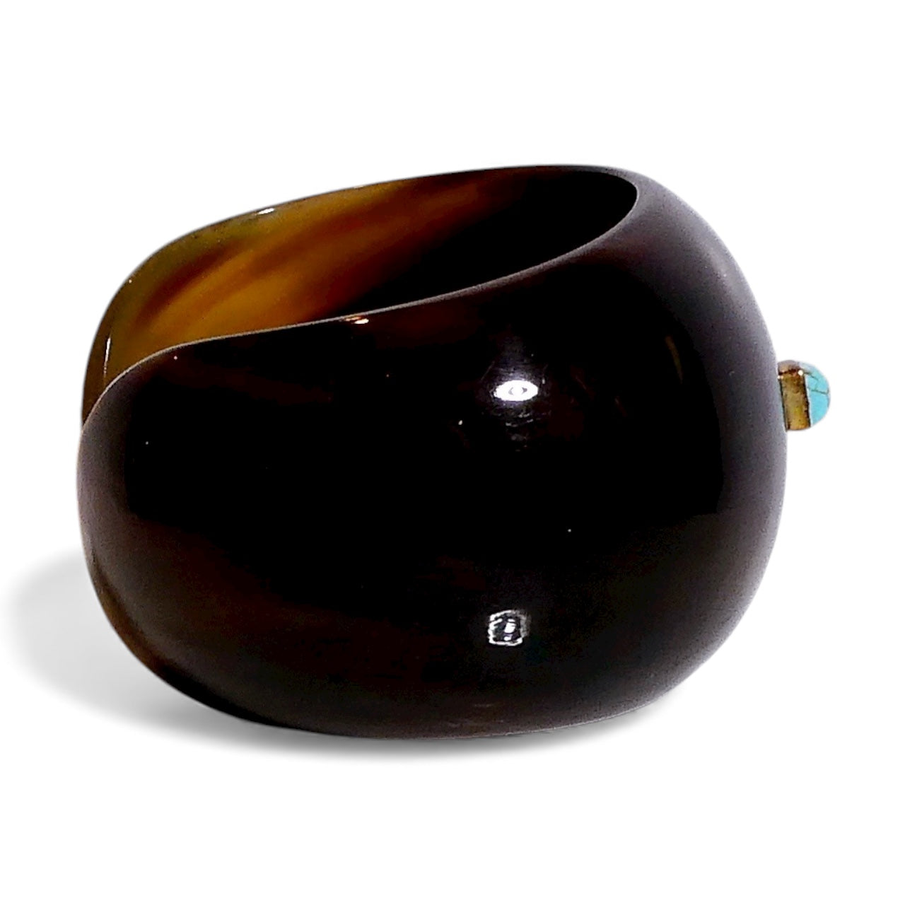 Rounded Horn Cuff with Turquoise Gemstone