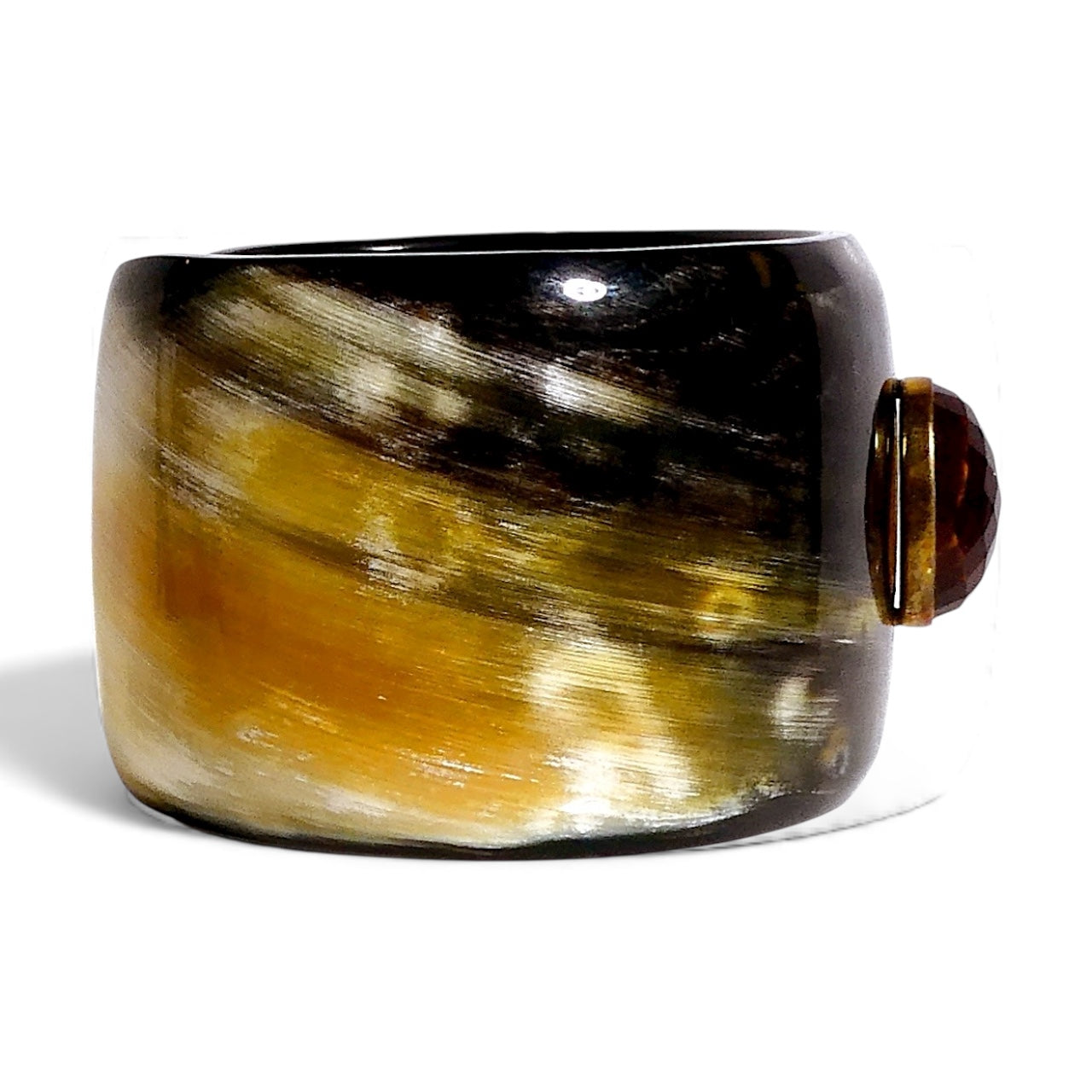 Wide Horn Cuff with Garnet Gemstone