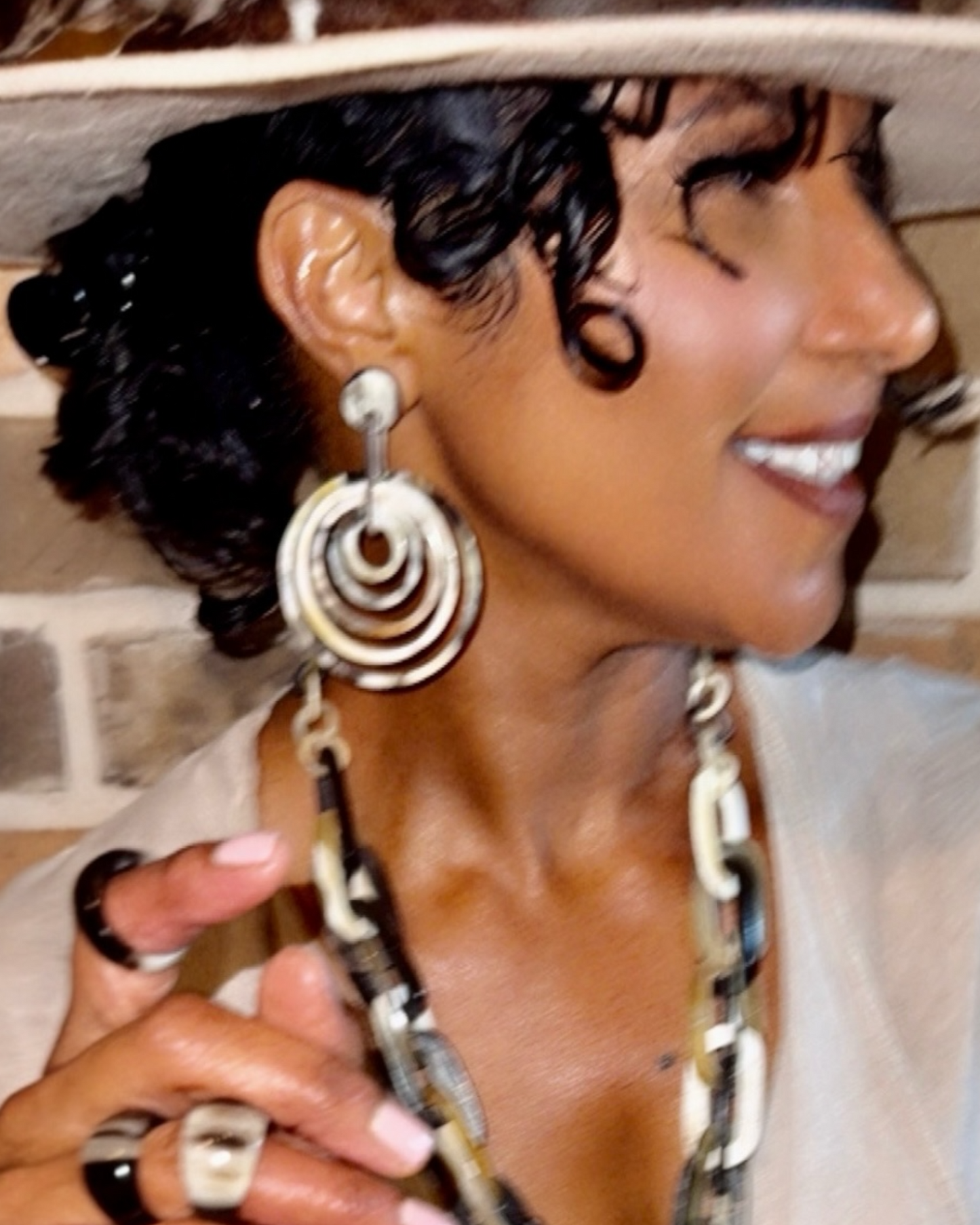 Large Multi Hoop Horn Earrings