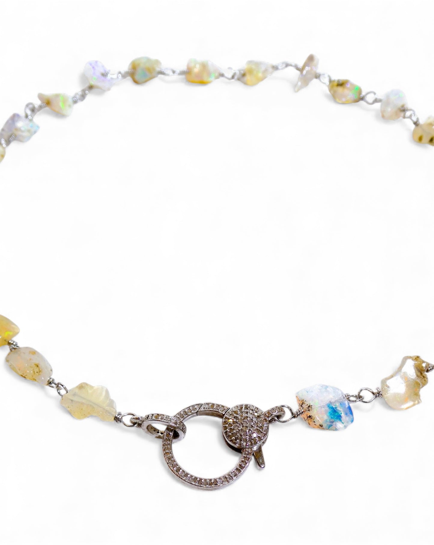 Raw Cut Opal Stones with Pavé Clasp