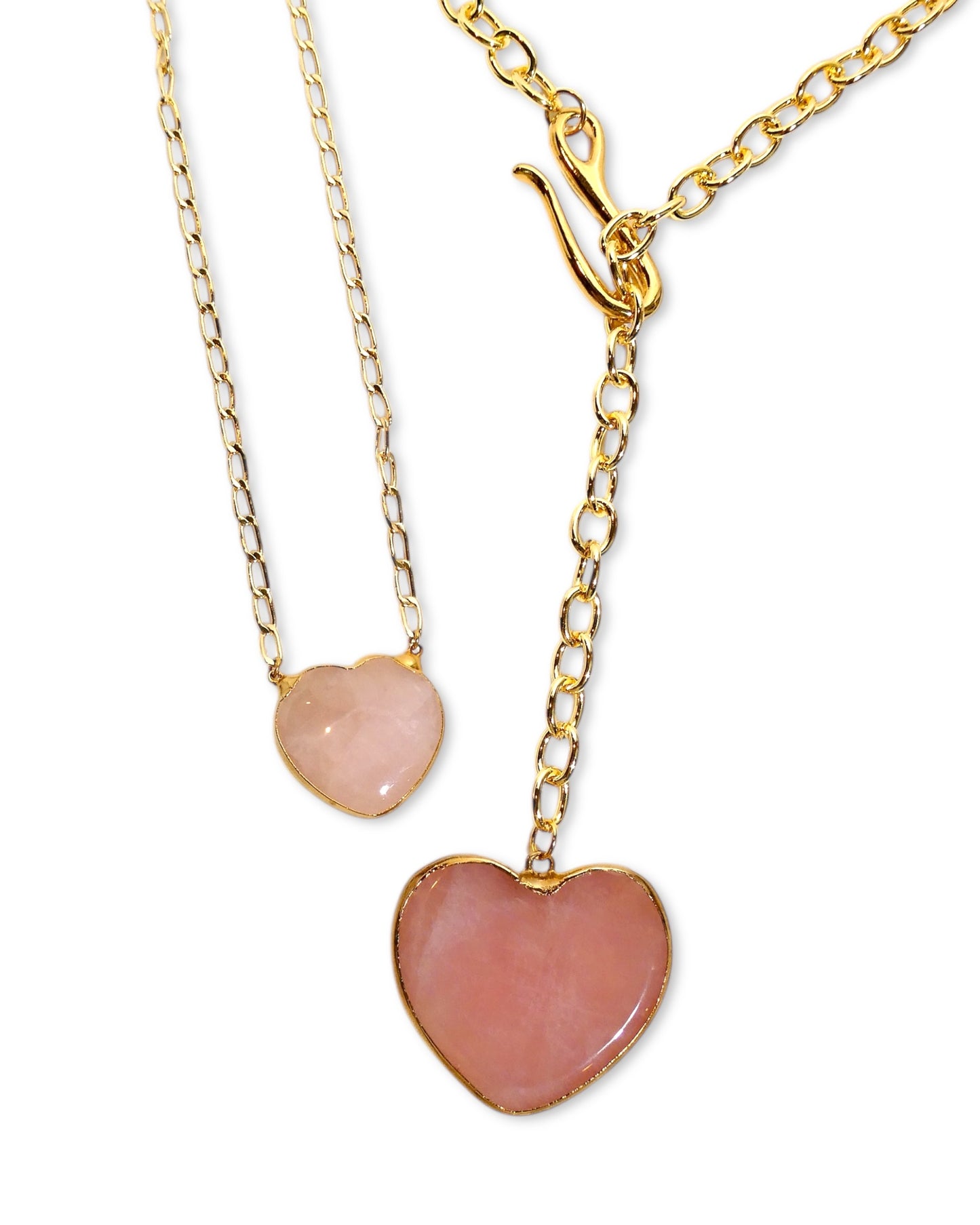 Rose Quartz Floating Heart Pendant Necklace