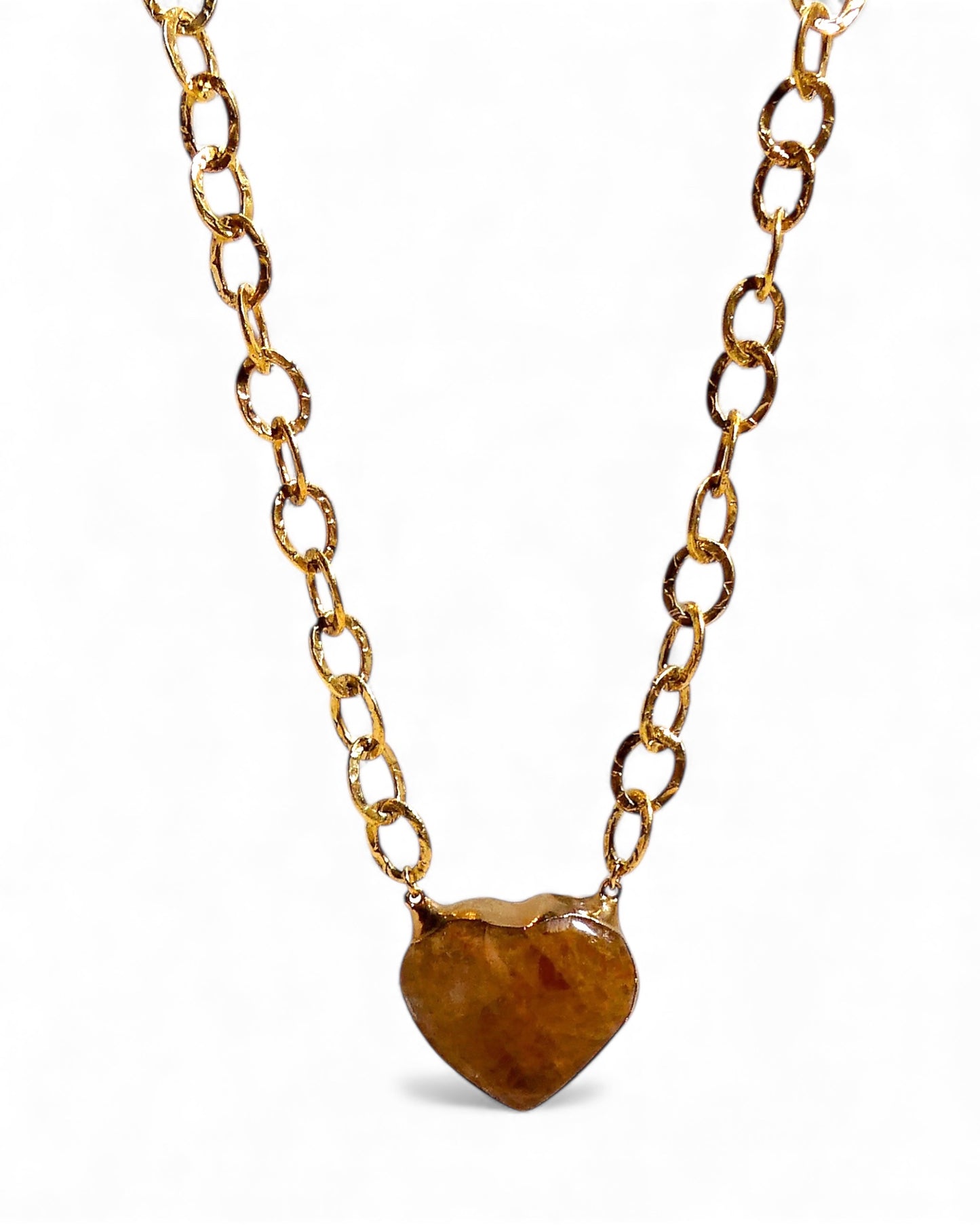 Amber Puffy Heart Chain Necklace