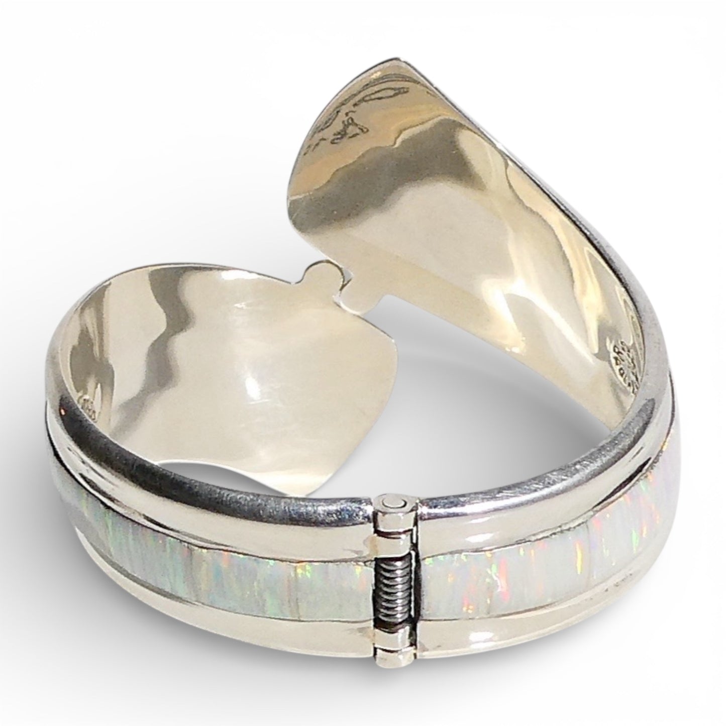 Sterling Silver and White Fire Opal Wrap Cuff Bracelet