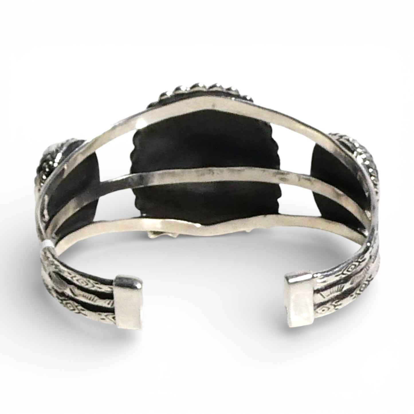 Turquoise & Sterling Silver Chief Head Cuff Bracelet