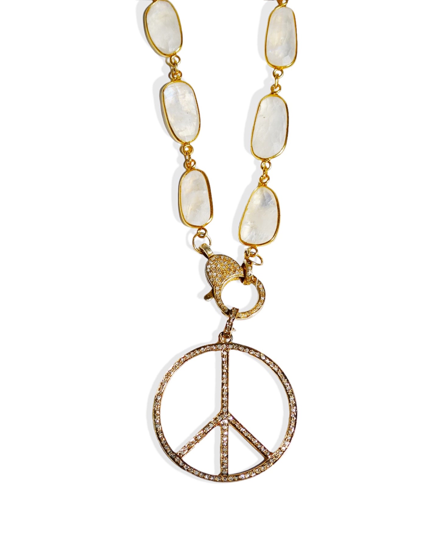 Large Diamond Peace Sign Pendant