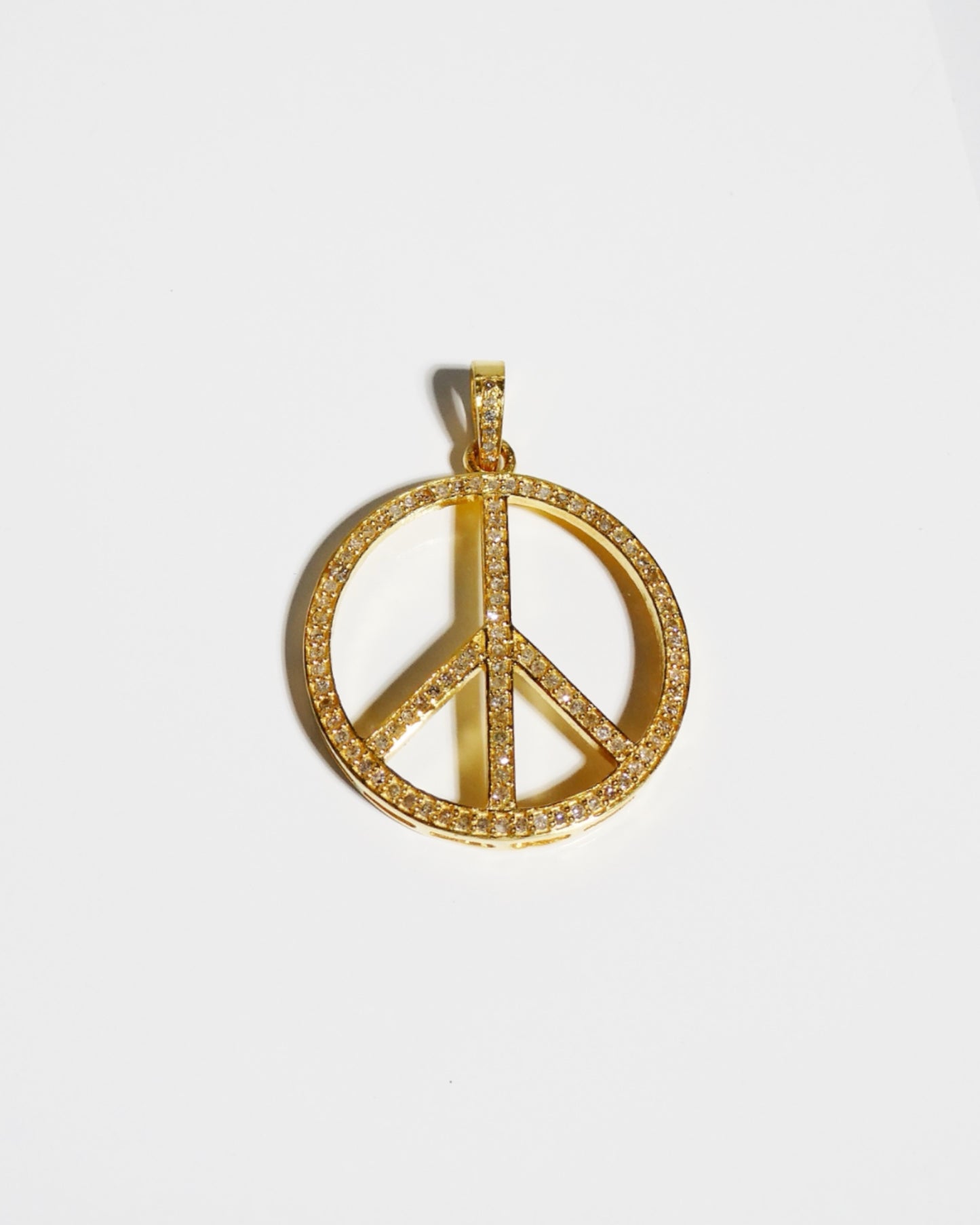 Medium Diamond Peace Sign Pendant