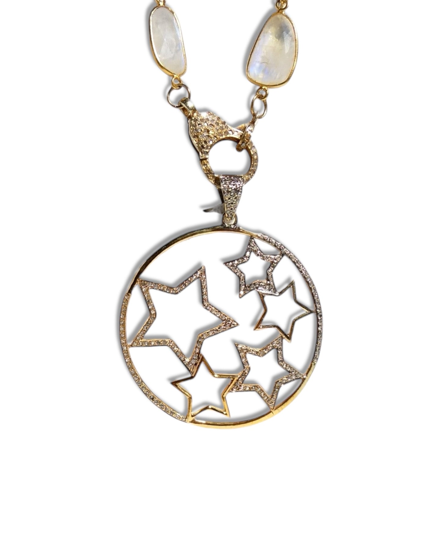 Round Pave Diamond Stars Pendant