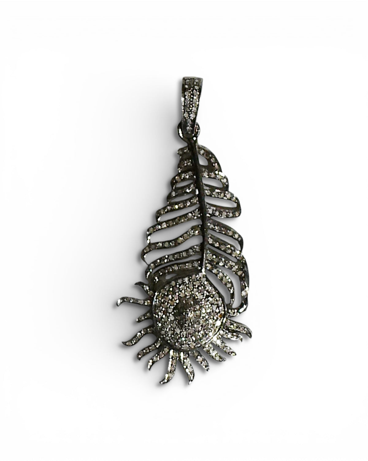 Pavé Black Diamond Feather Pendant